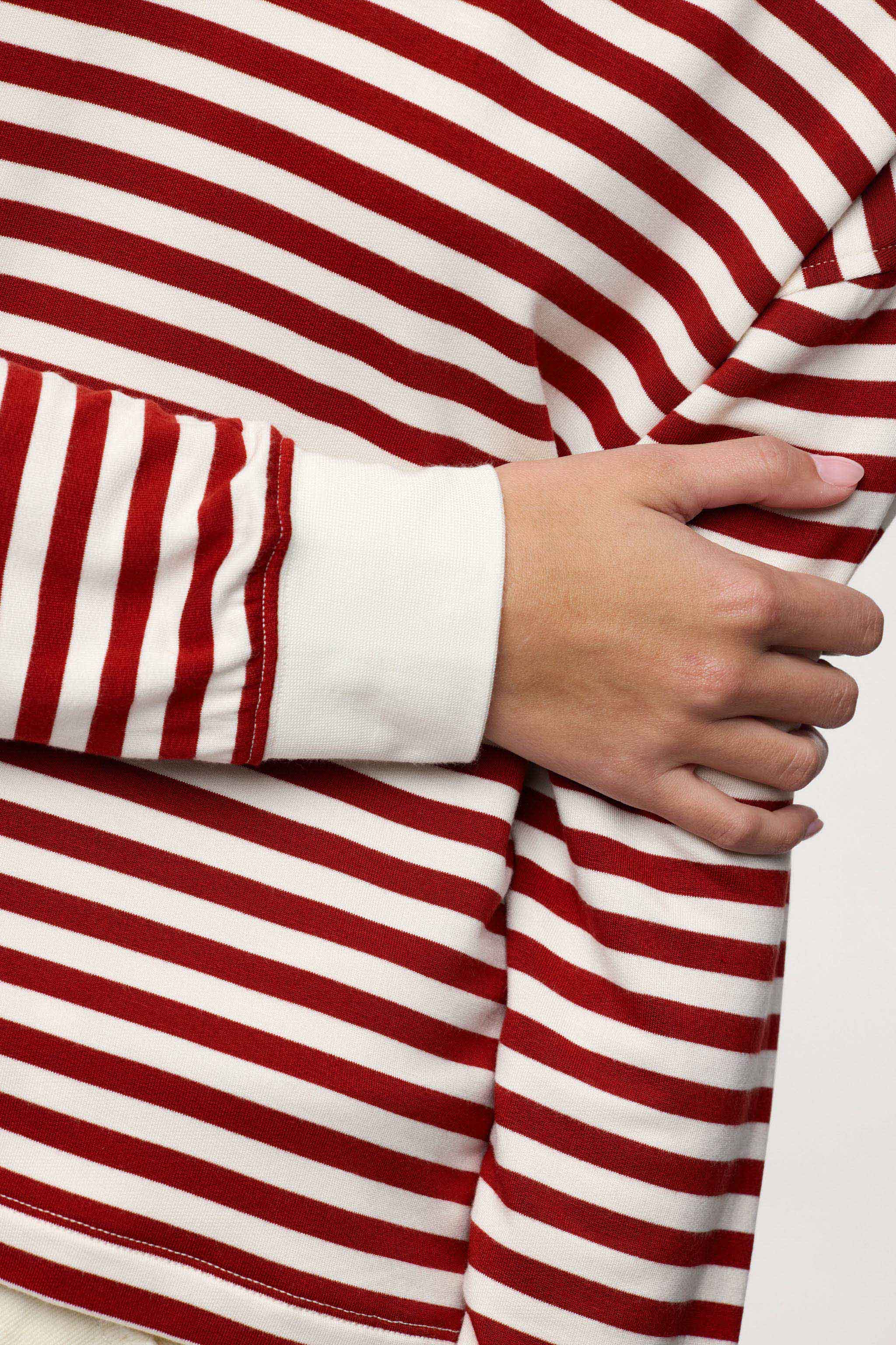 Boyfriend Stripe Tee | Scarlet White Stripe