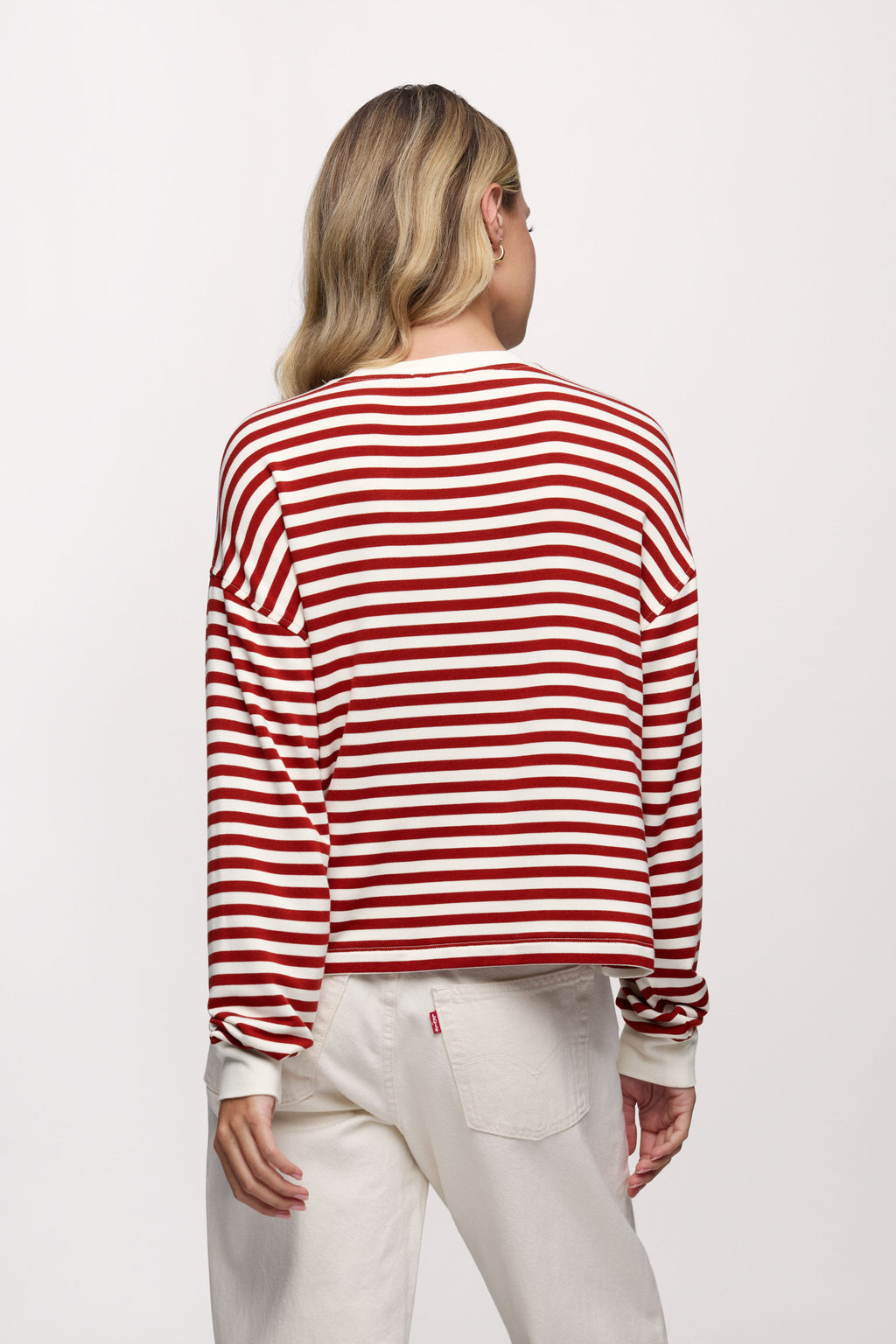 Boyfriend Stripe Tee | Scarlet White Stripe