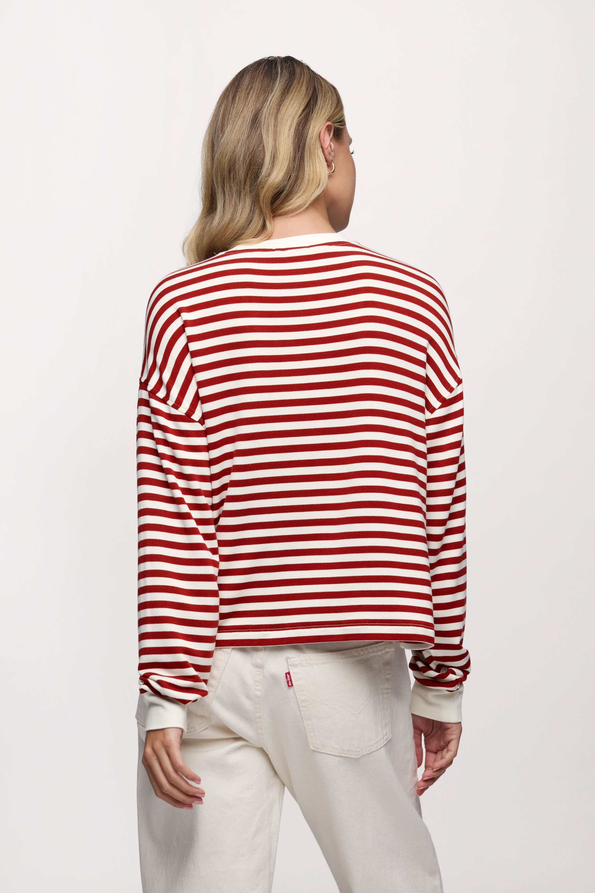 Boyfriend Stripe Tee | Scarlet White Stripe
