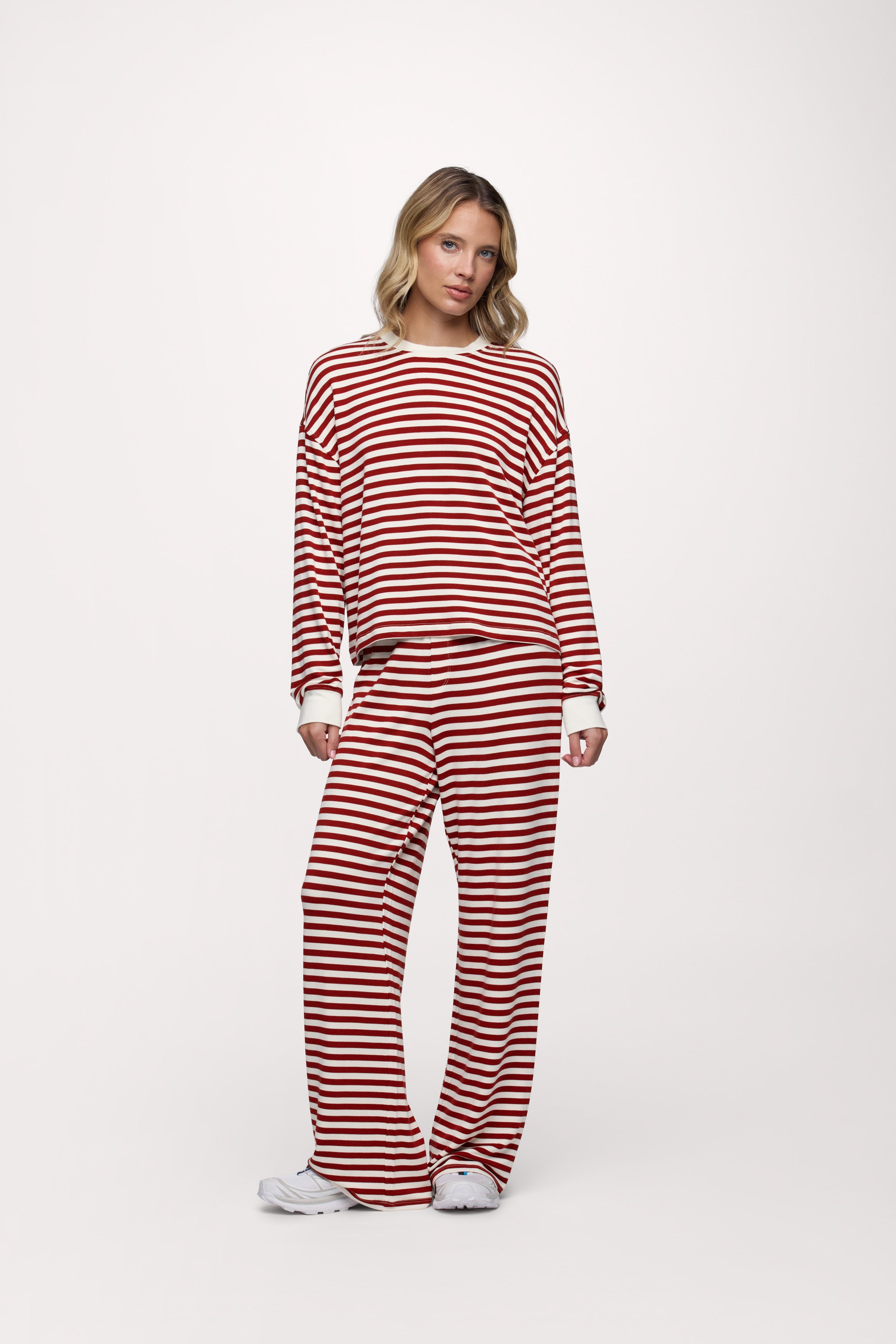 Boyfriend Stripe Tee | Scarlet White Stripe