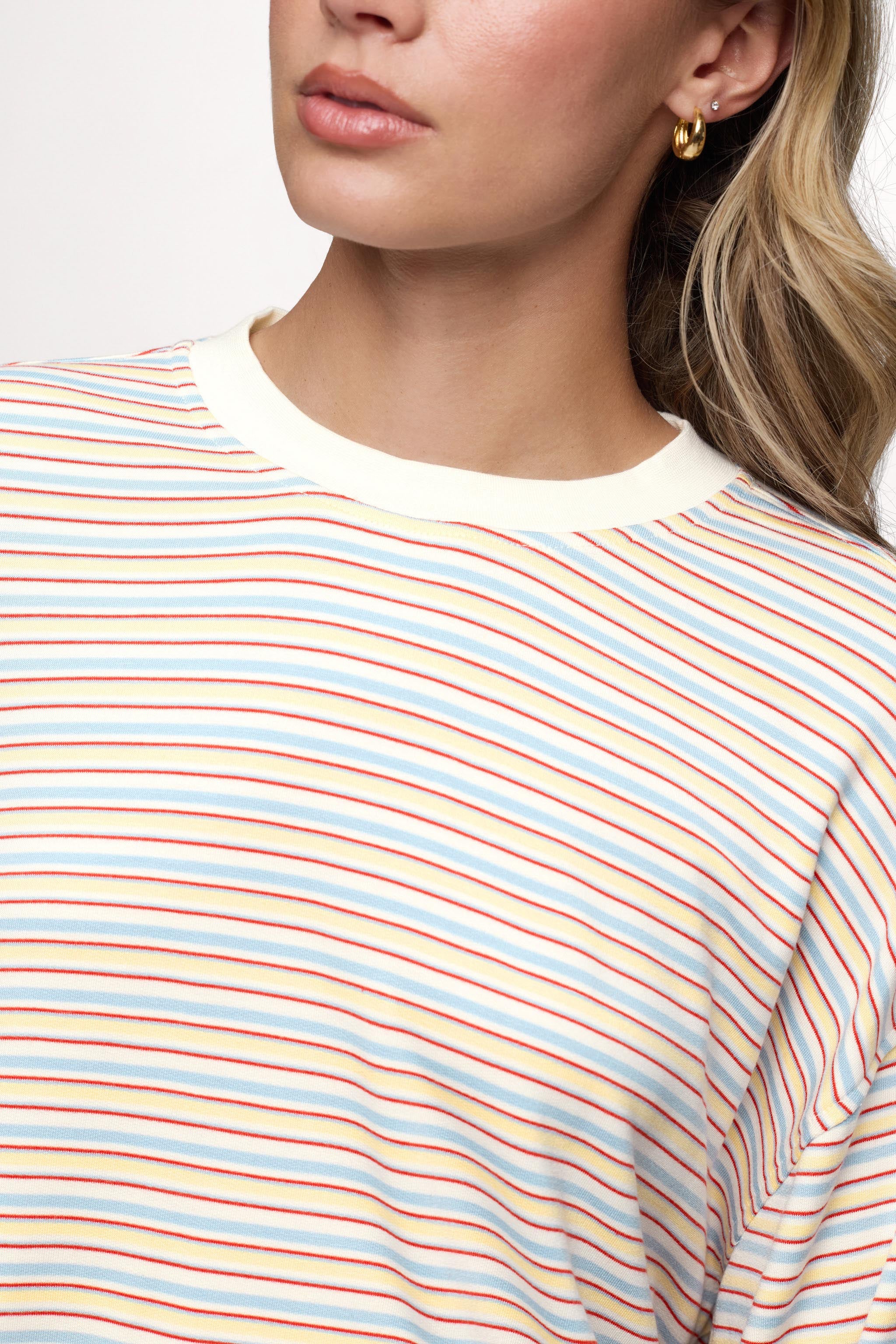 Boyfriend Stripe Tee | Sky Lemon Stripe