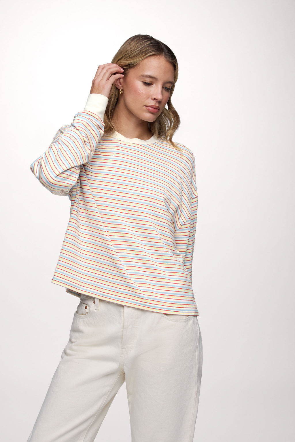 Boyfriend Stripe Tee | Sky Lemon Stripe
