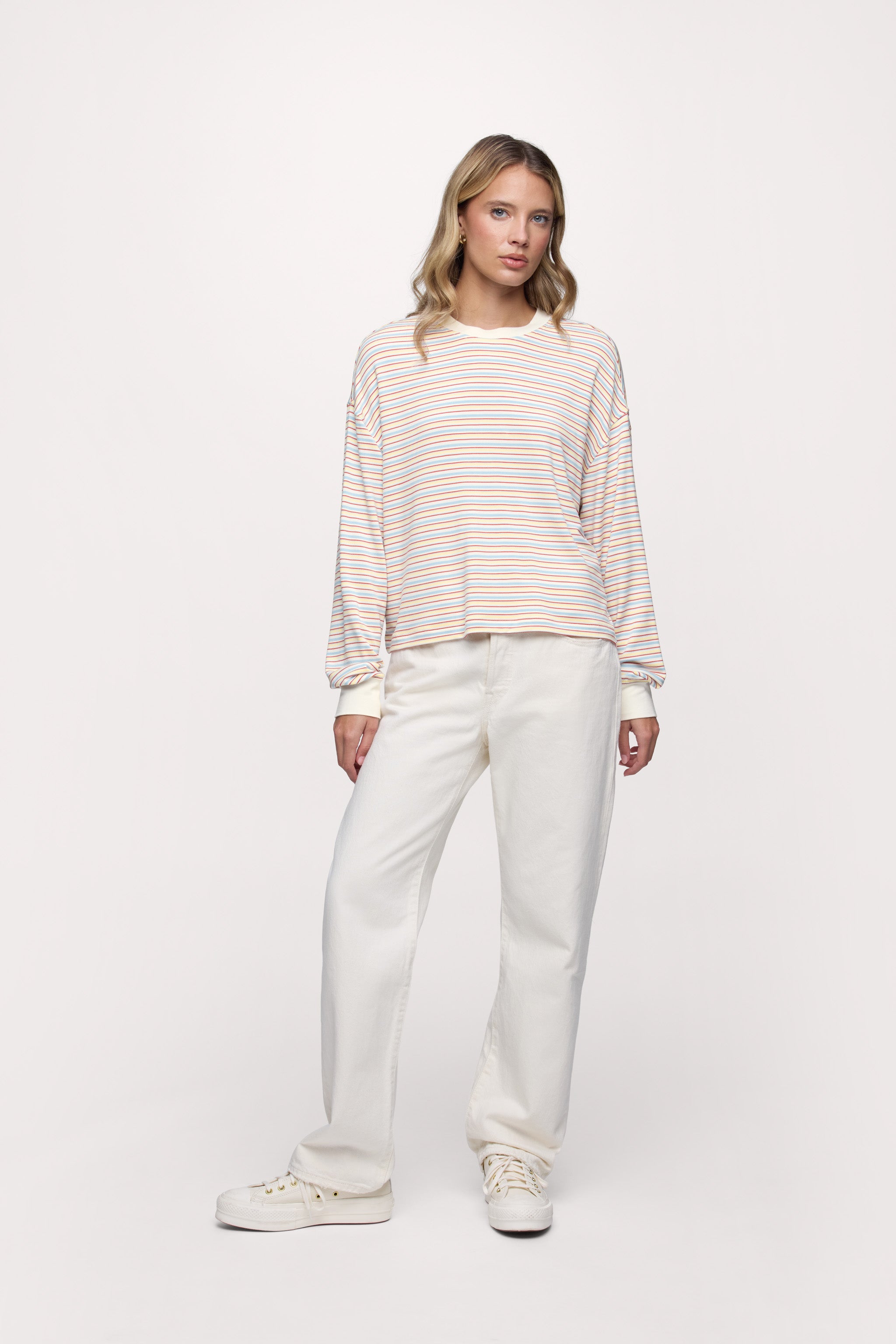 Boyfriend Stripe Tee | Sky Lemon Stripe