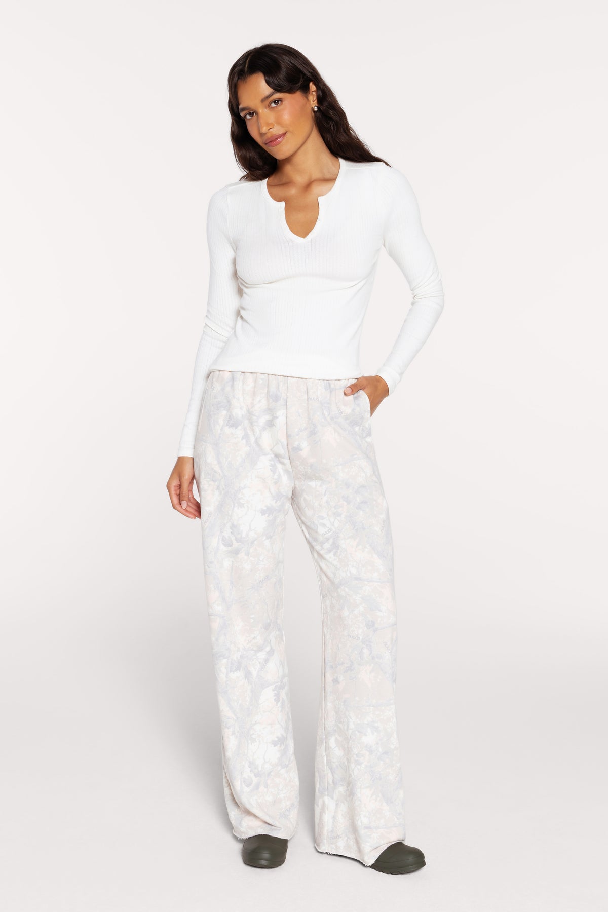 Pointelle Long Sleeve Henley