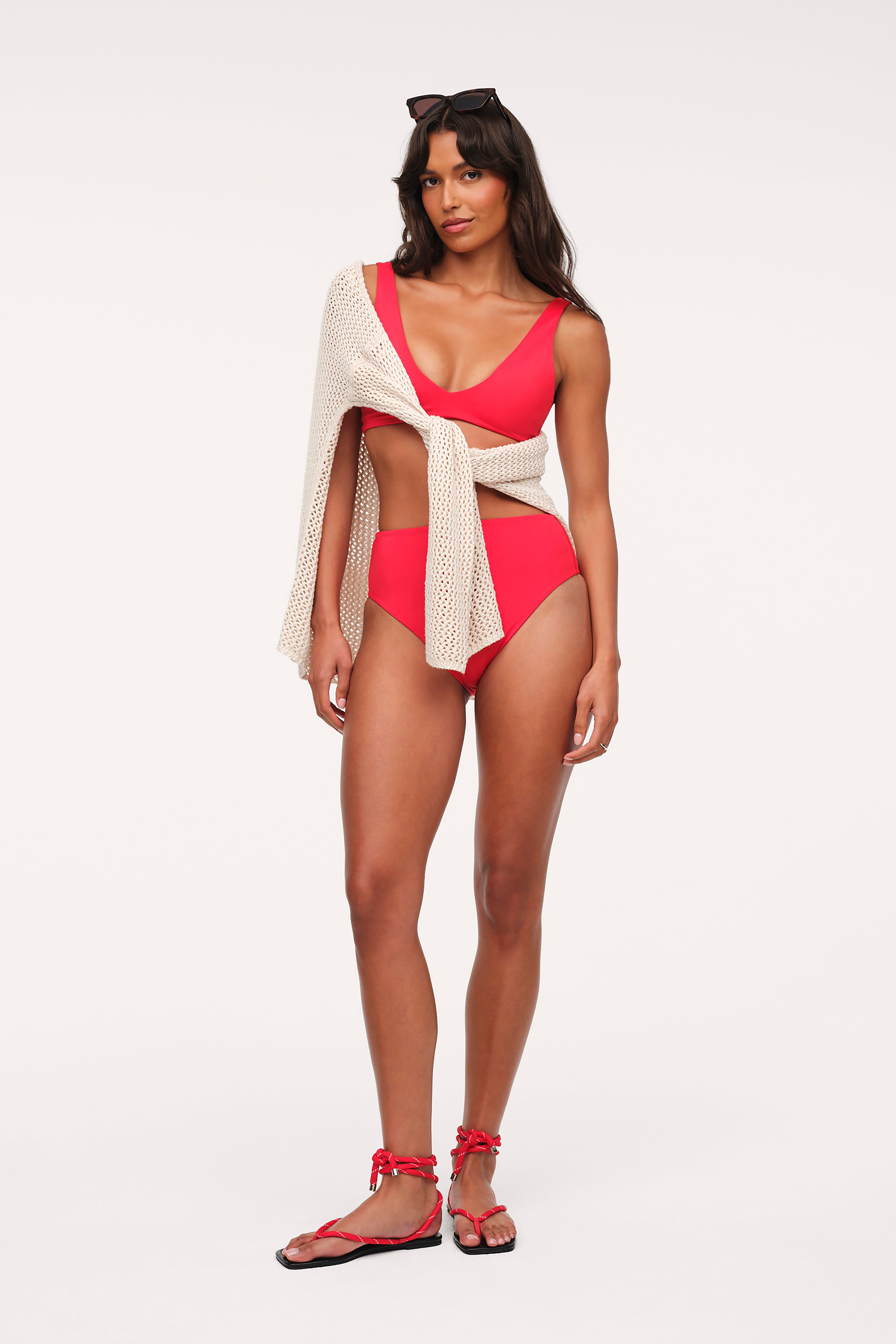Plunge Bikini Top & High Waist Bikini Bottom