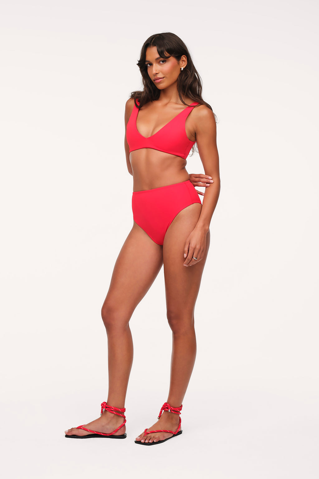 Plunge Bikini Top & High Waist Bikini Bottom
