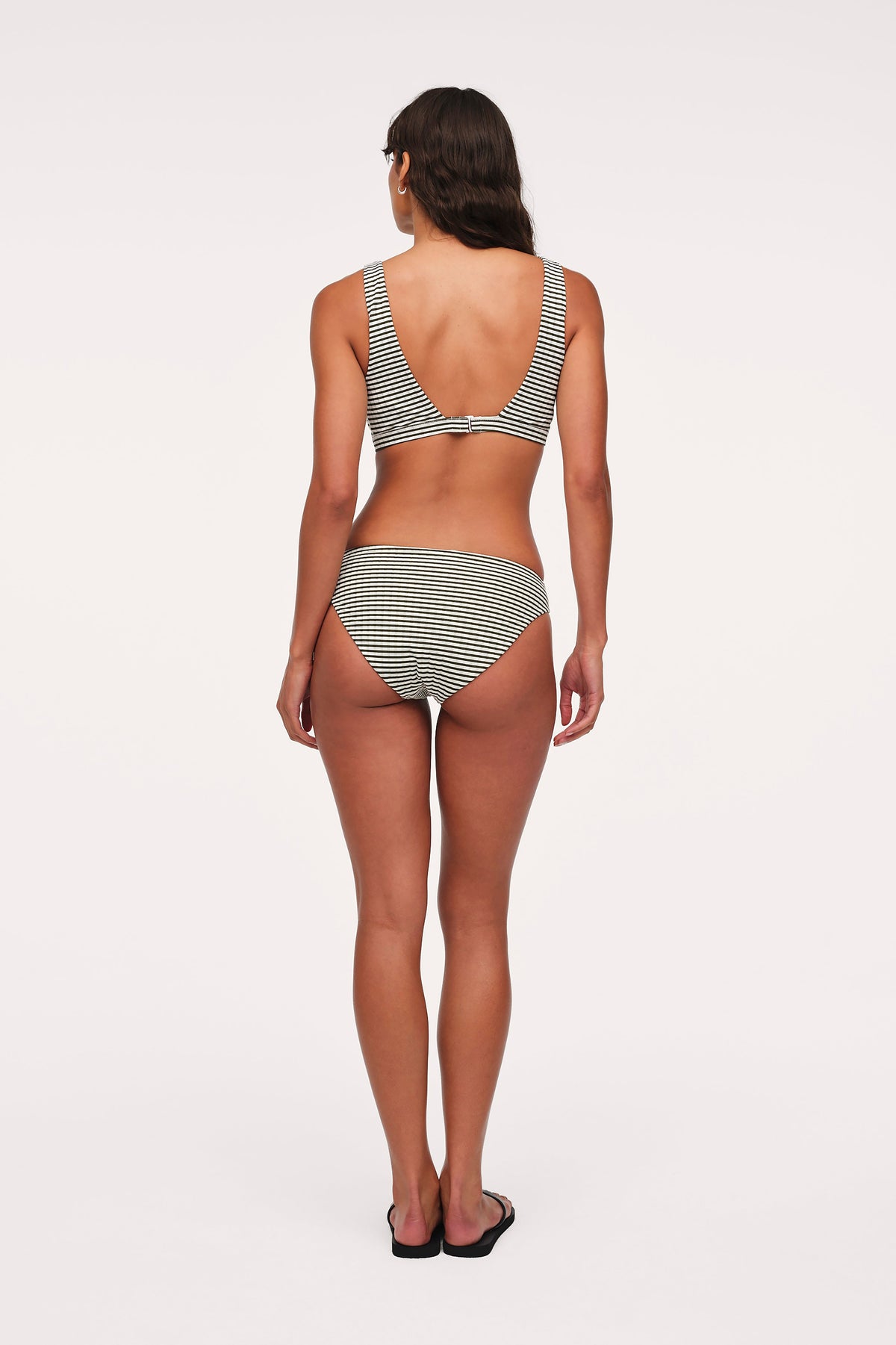 Color:Olive Stripe | Square Neck Bikini Top & Low Waist Bikini Bottom