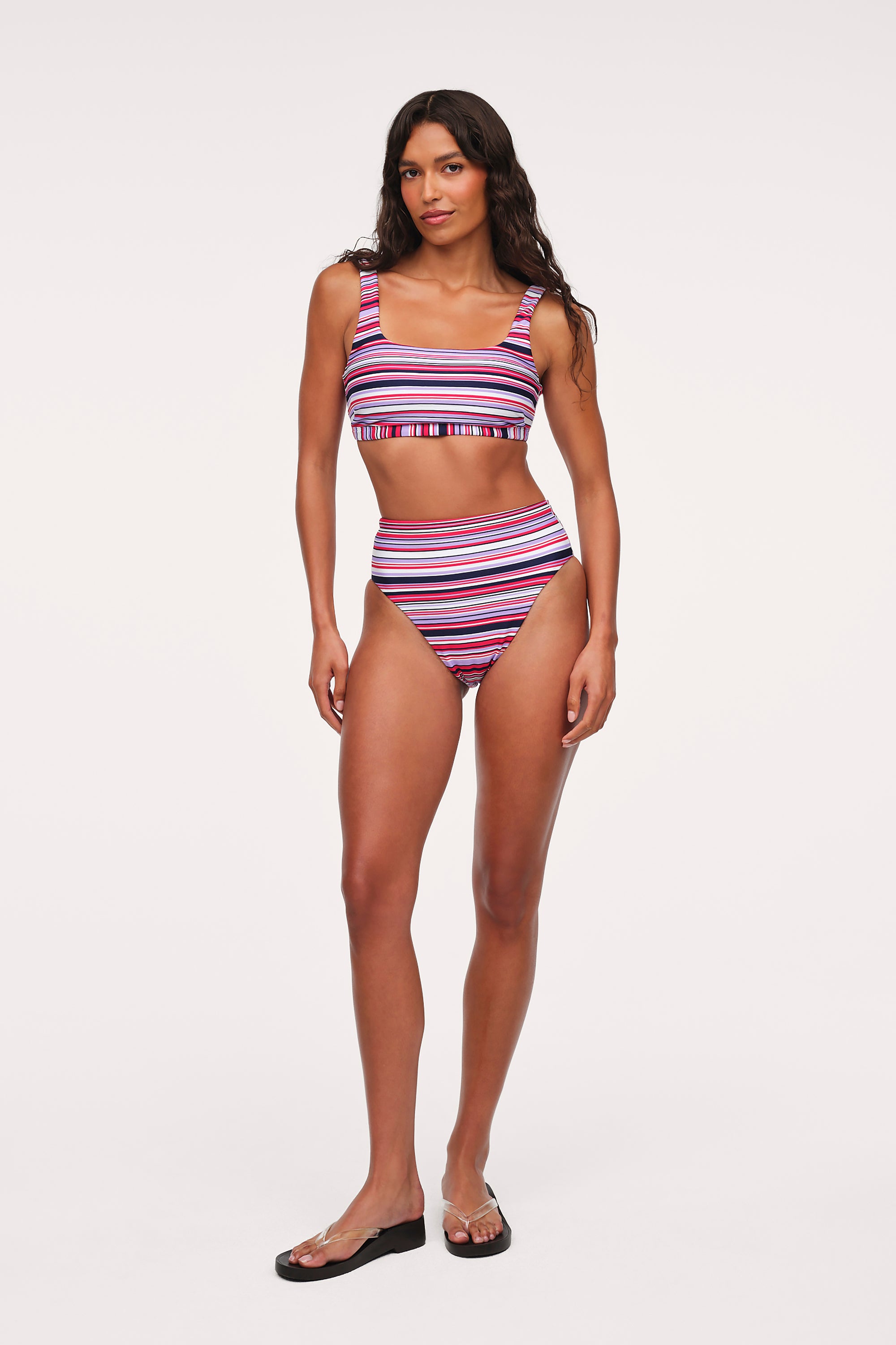 Square Neck Bikini Top & High Waist Bikini Bottom