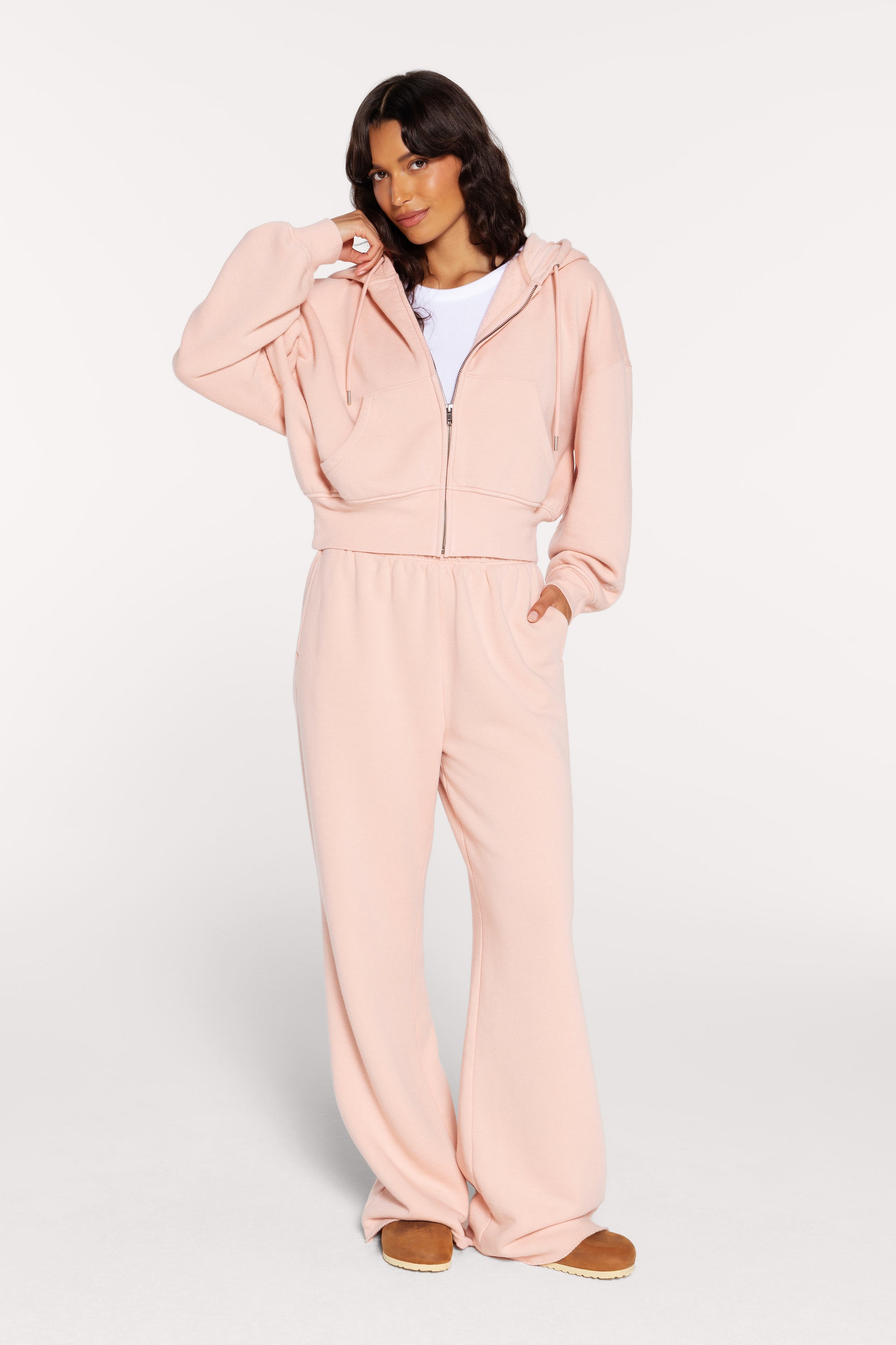 Vintage Fleece Zip Hoodie | Dusty Rose