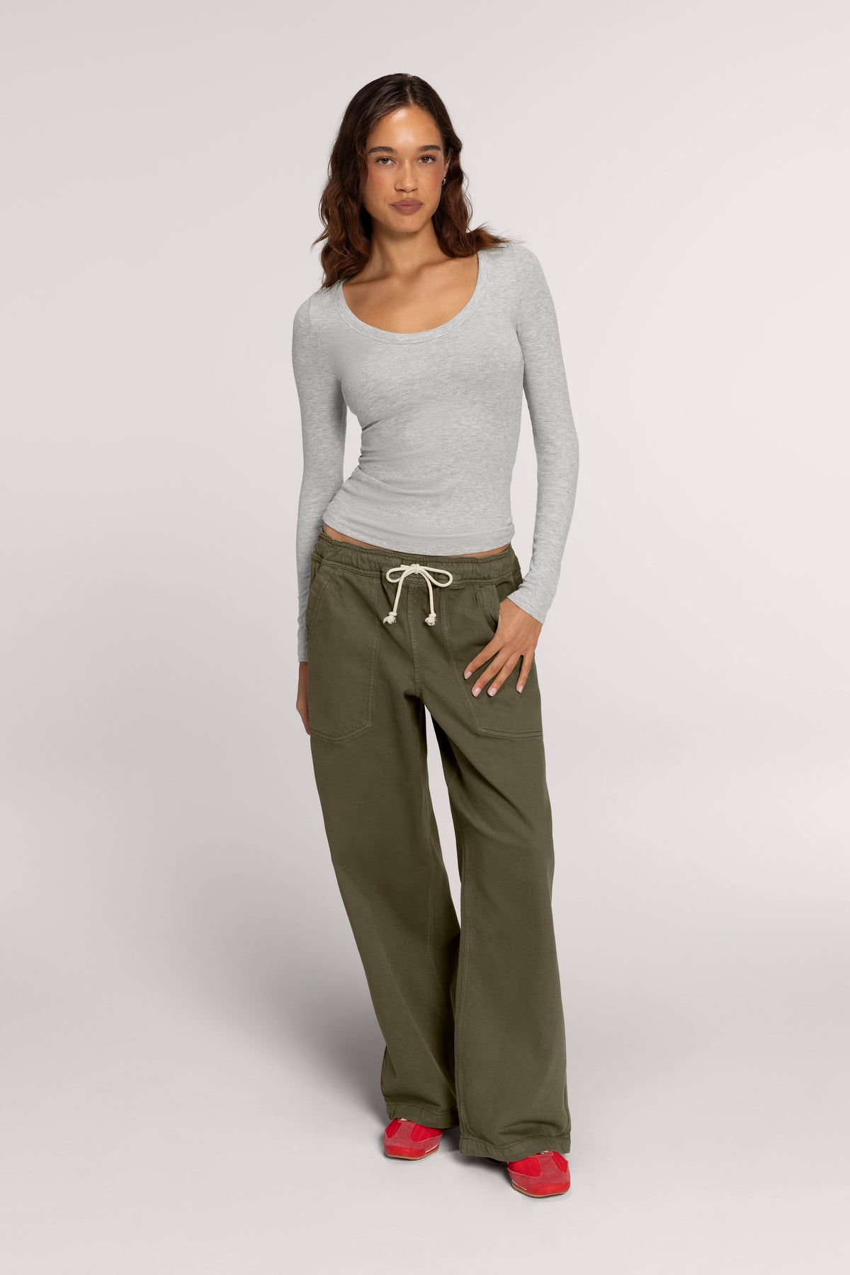 Color:Darkest Olive | Pull-On Twill Pant