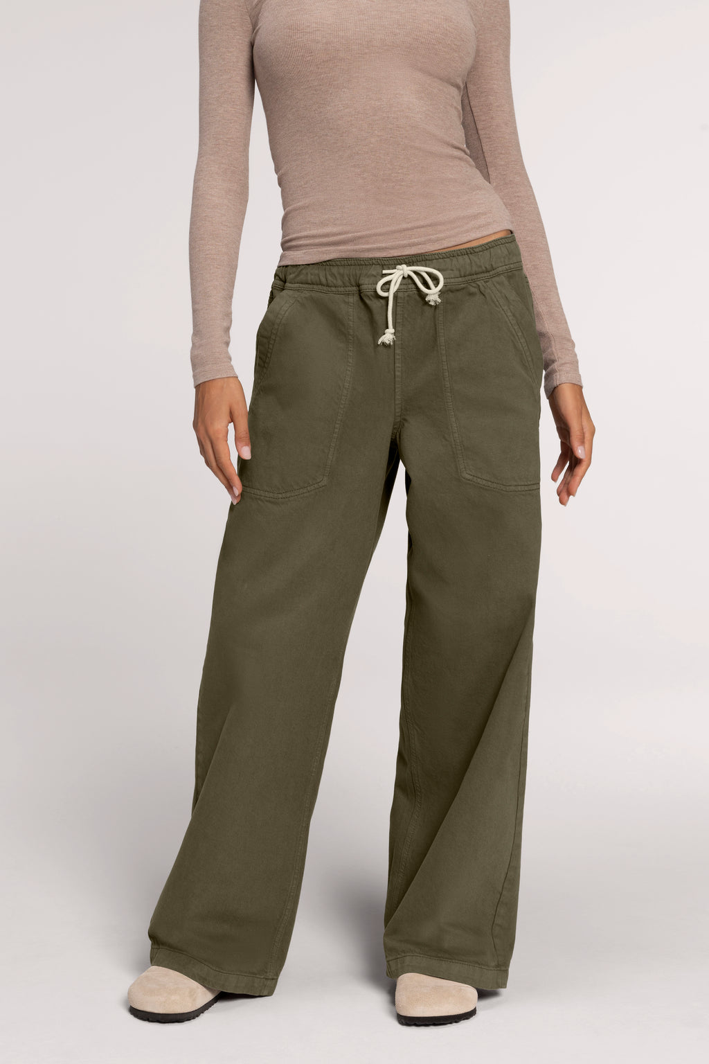 Color:Darkest Olive | Pull-On Twill Pant