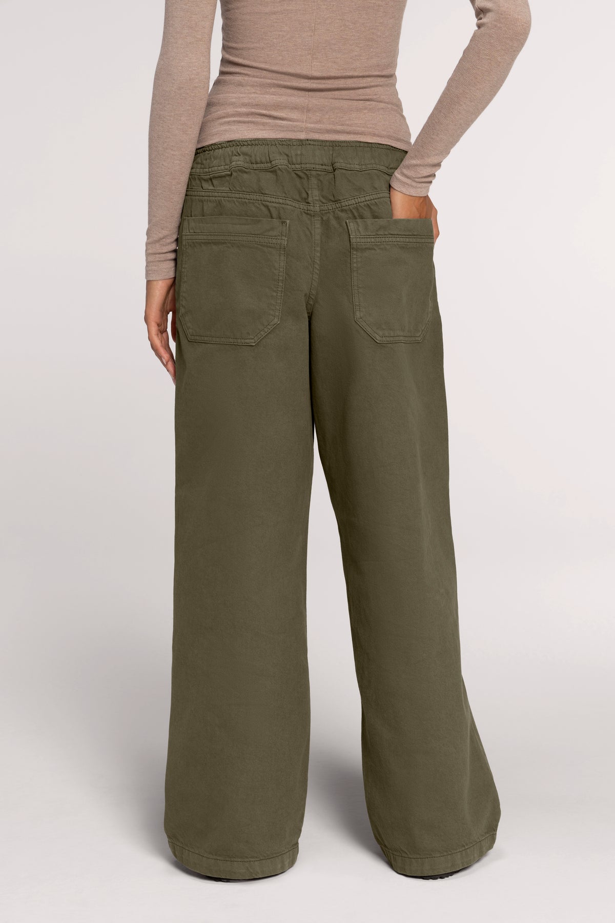 Color:Darkest Olive | Pull-On Twill Pant