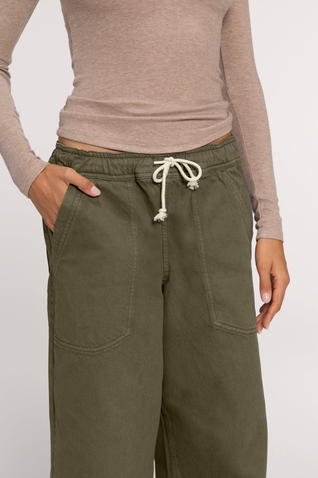 Color:Darkest Olive | Pull-On Twill Pant