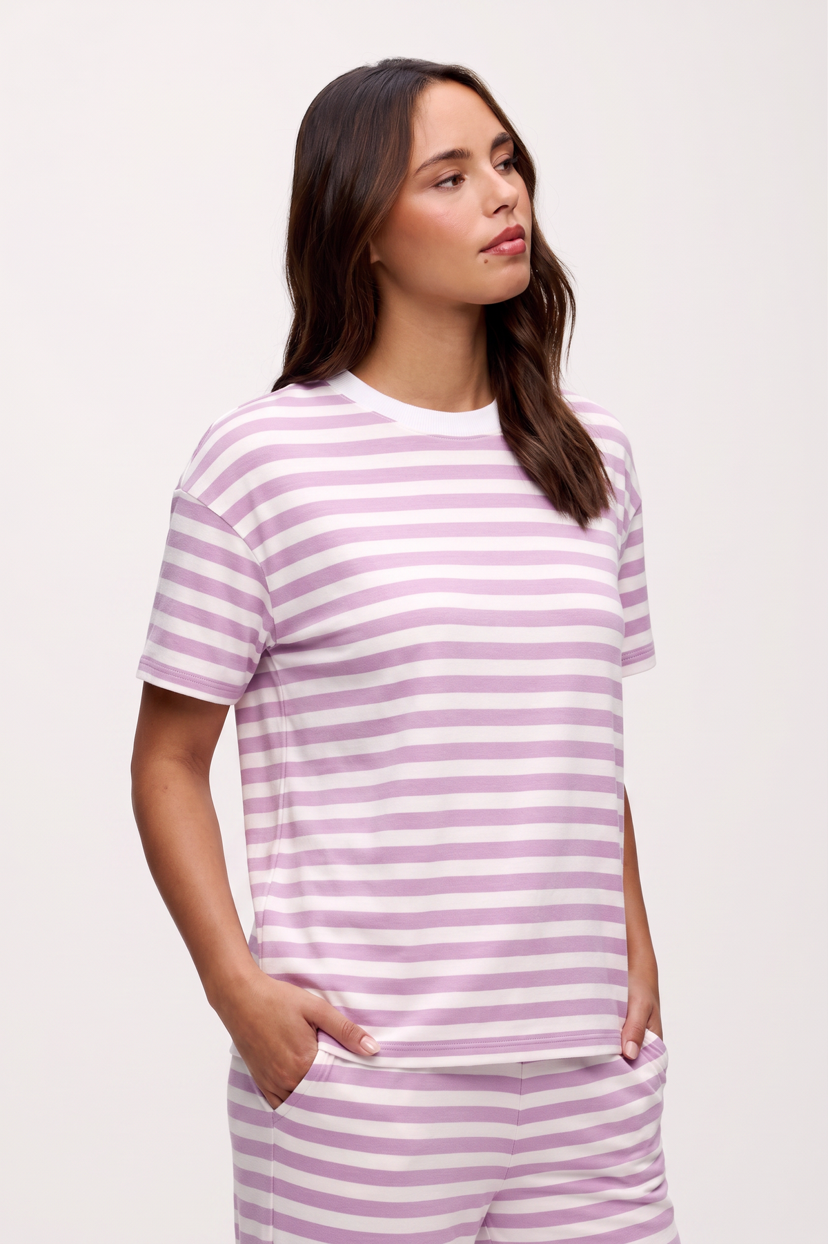 Color:Orchid Stripe | Seaside Short Sleeve
