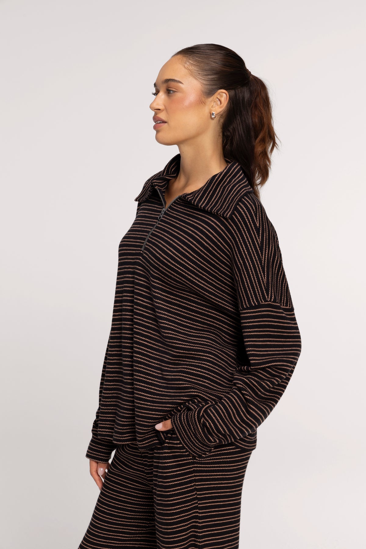 Color: Black Stripe | Layover Quarter Zip