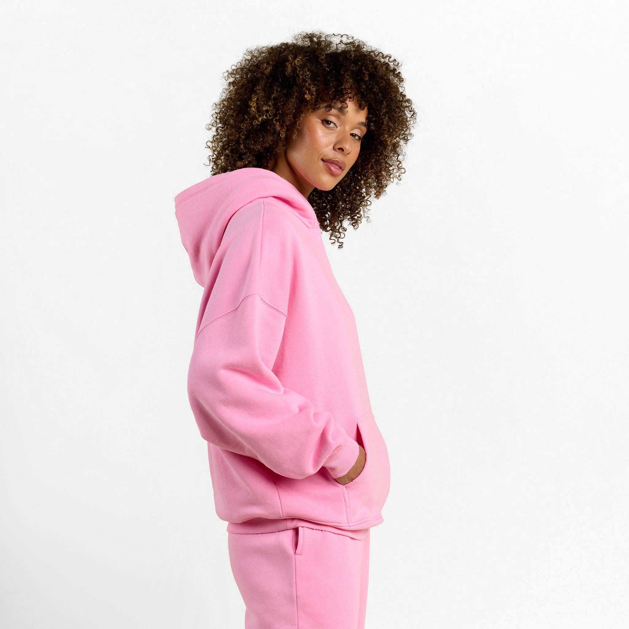 Pink fleece hoodie women's sales