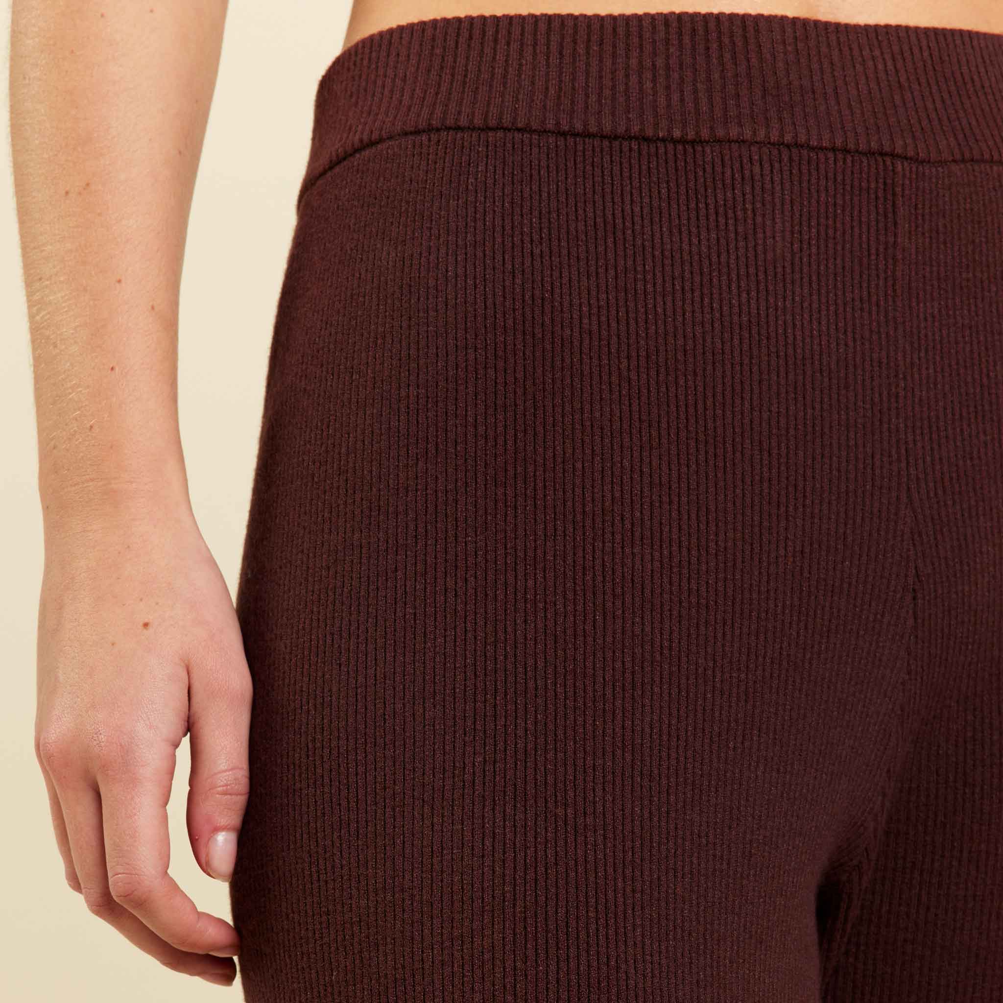 Ribbed Sweater Wide Leg Pant | Coffee