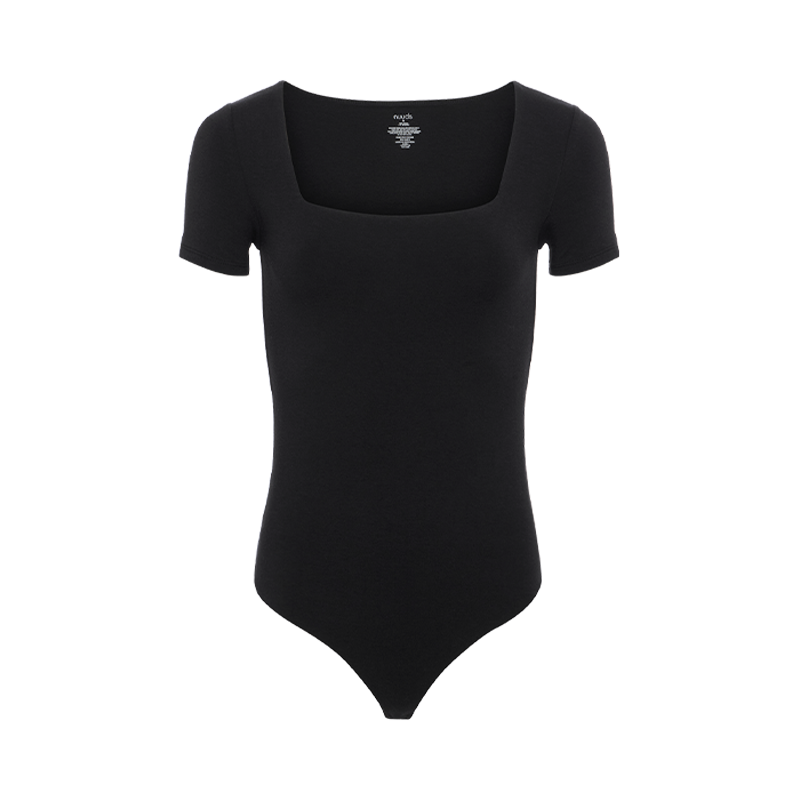 Cotton Stretch Short Sleeve Square Neck Bodysuit