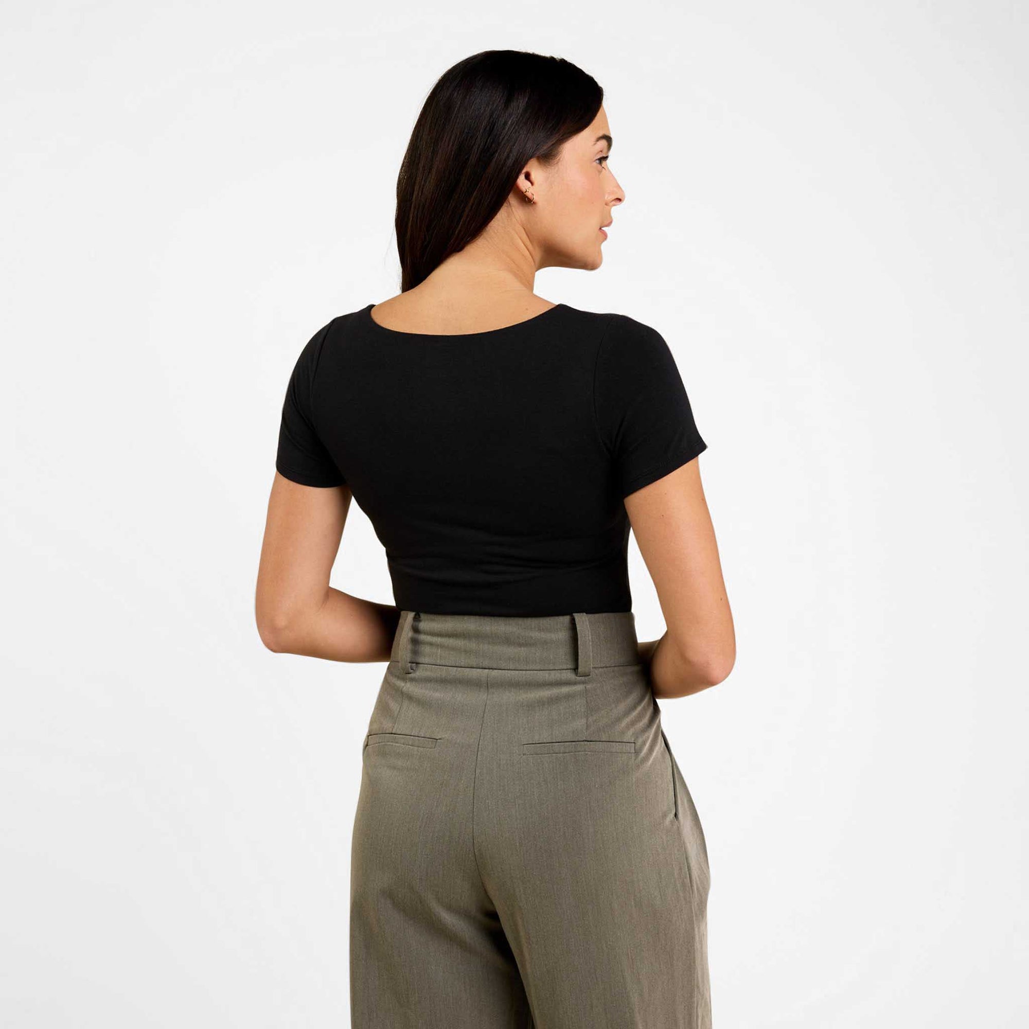 Cotton Stretch Short Sleeve Square Neck Bodysuit