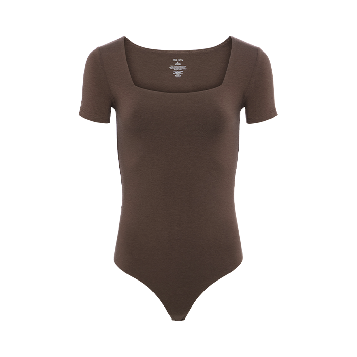 Short Sleeve Square Neck Bodysuit | Coffee