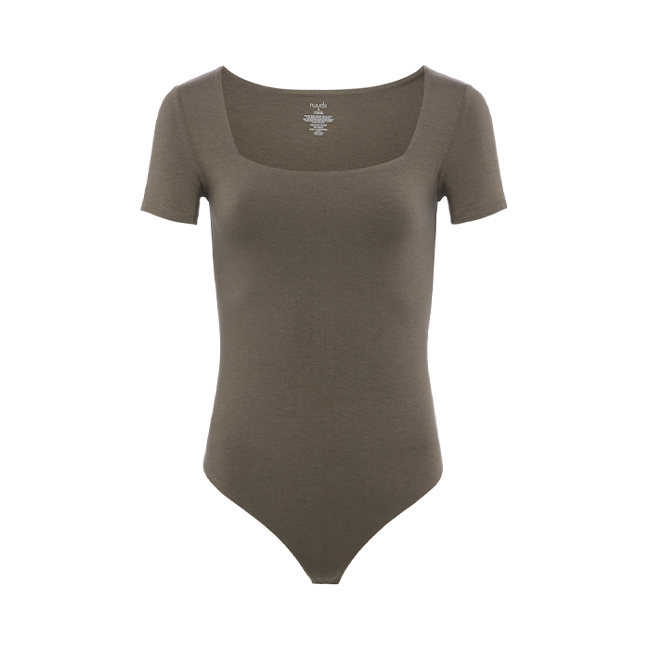 Short Sleeve Square Neck Bodysuit | Mocha