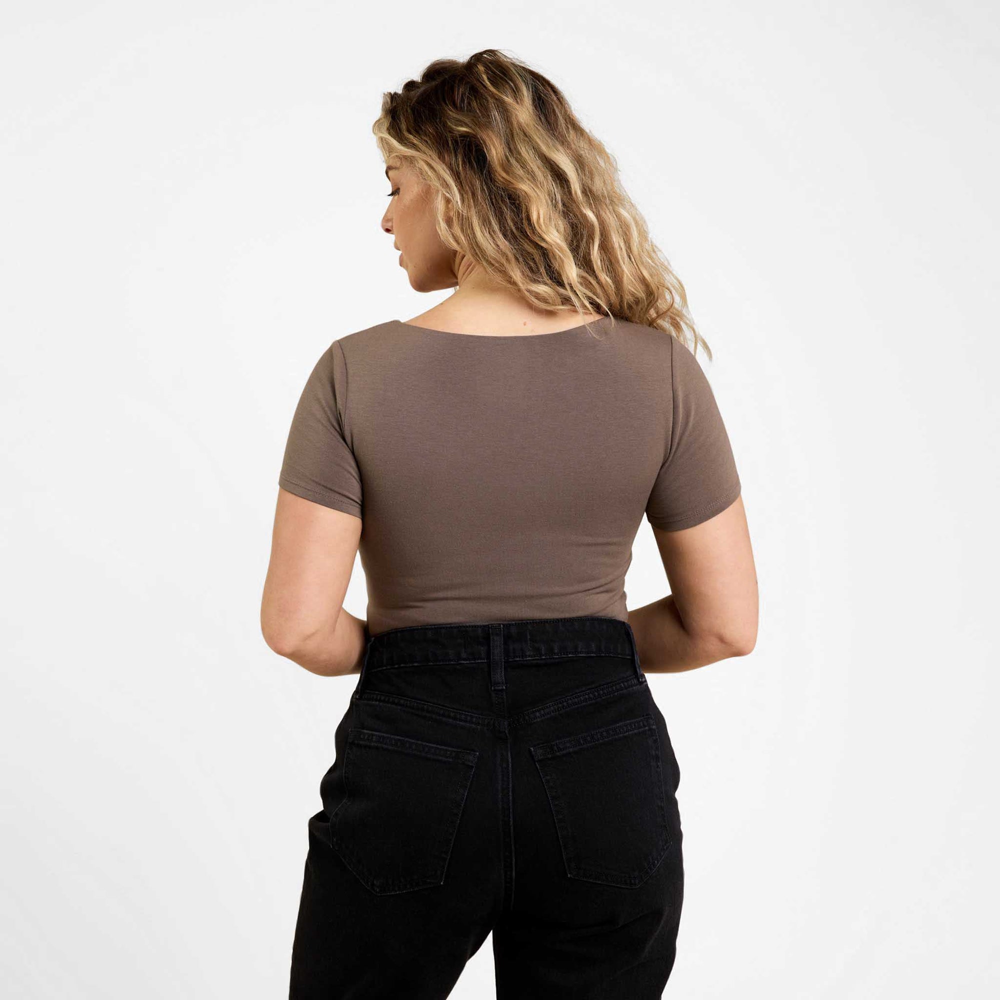 Cotton Stretch Short Sleeve Square Neck Bodysuit
