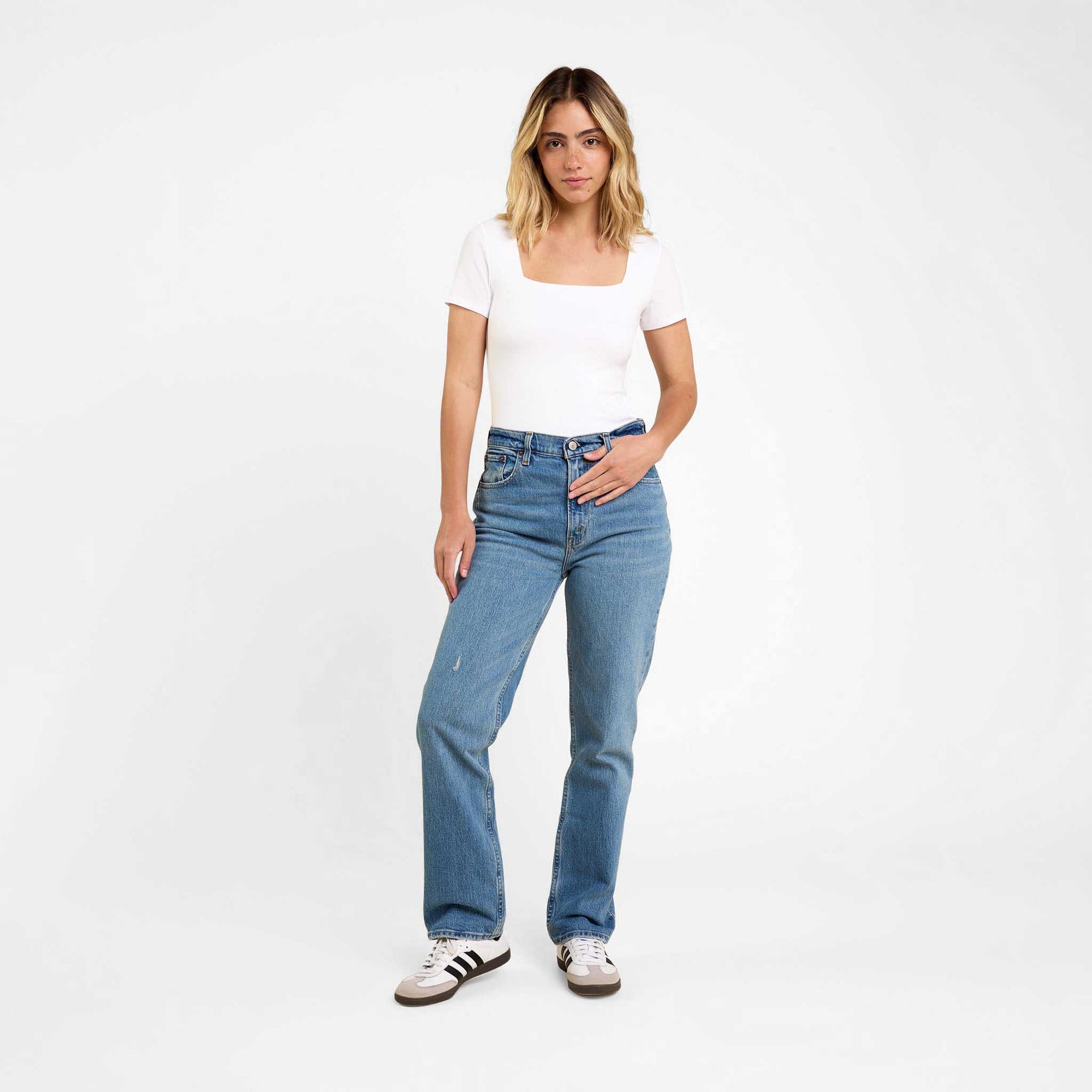 Cotton Stretch Short Sleeve Square Neck Bodysuit