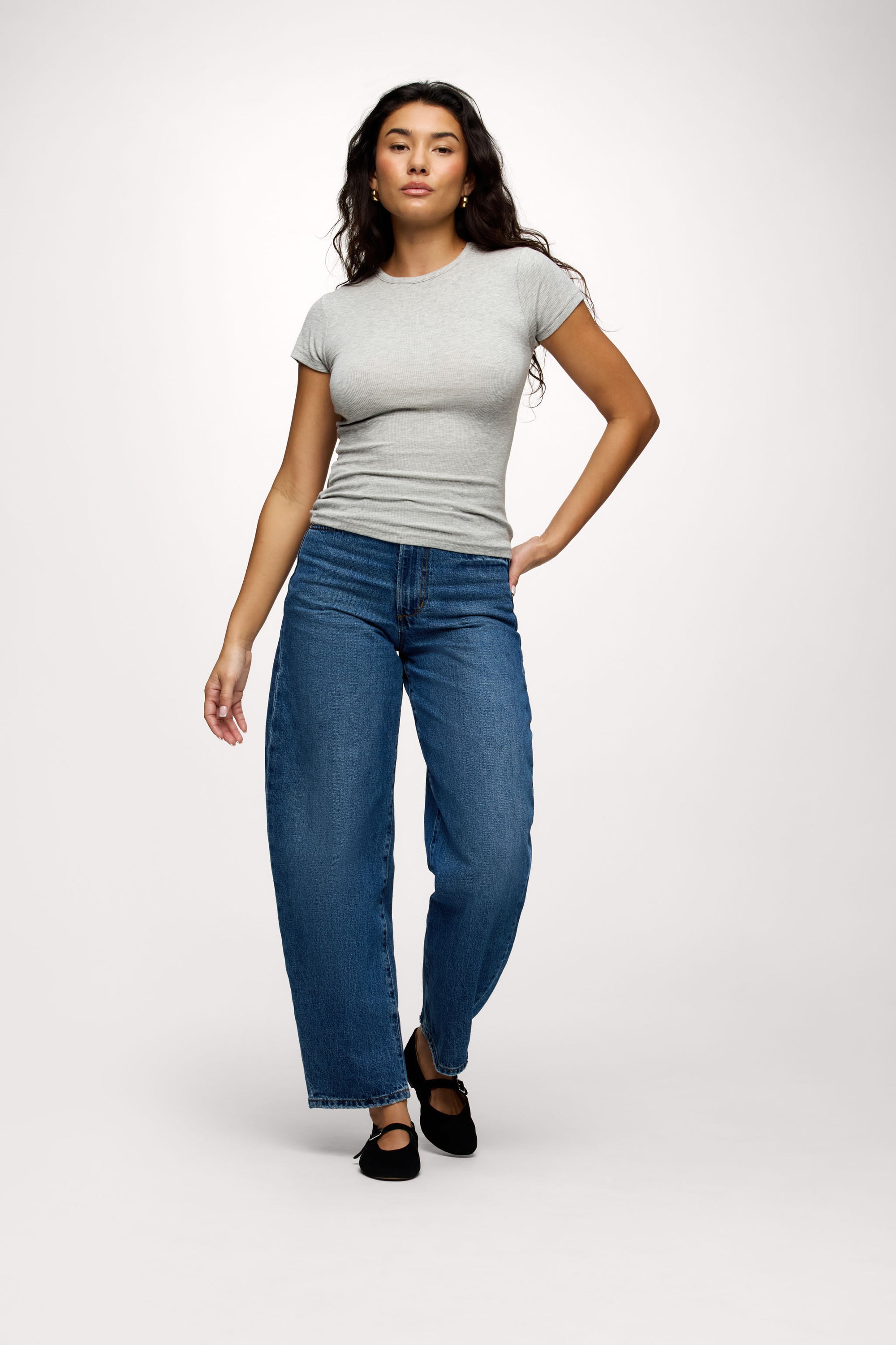 nuuds ribbed t-shirt for women - basic ribbed t-shirt short sleeve top