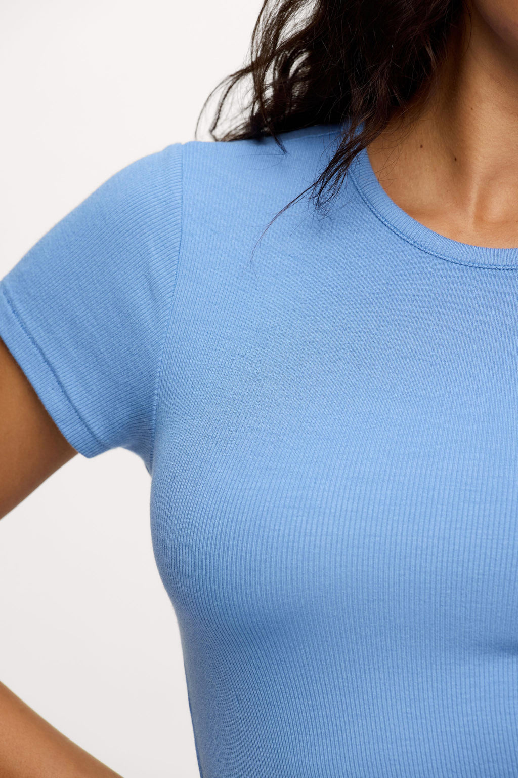 nuuds ribbed t-shirt for women - basic ribbed t-shirt short sleeve top