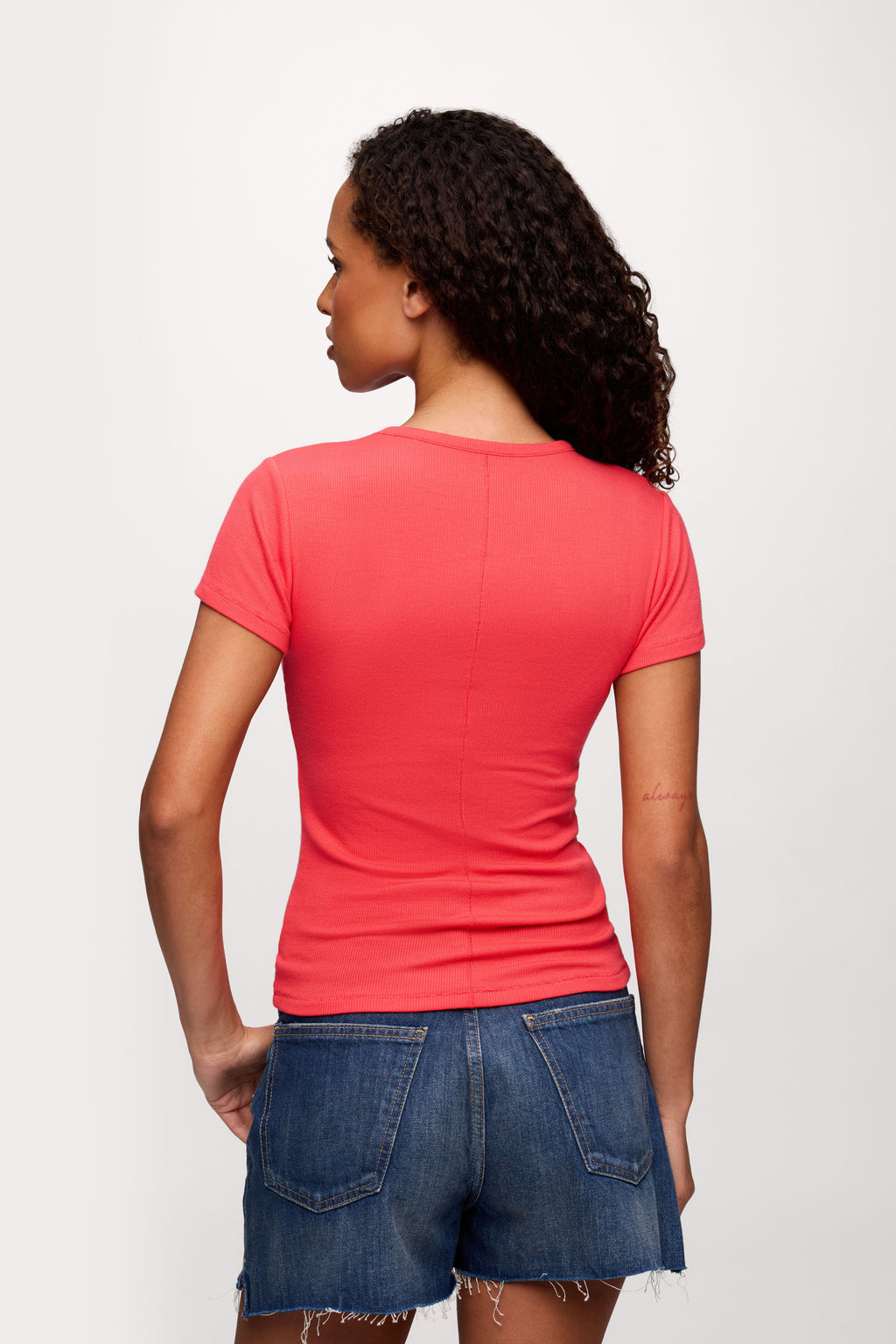 nuuds ribbed t-shirt for women - basic ribbed t-shirt short sleeve top