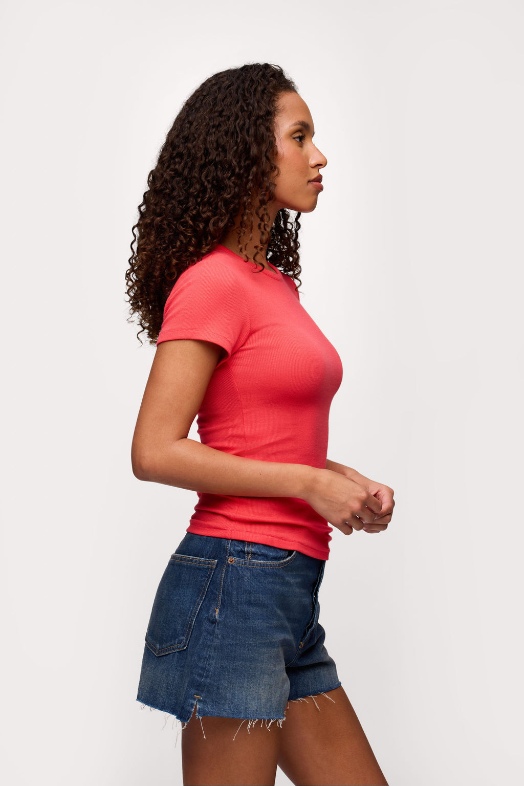 nuuds ribbed t-shirt for women - basic ribbed t-shirt short sleeve top