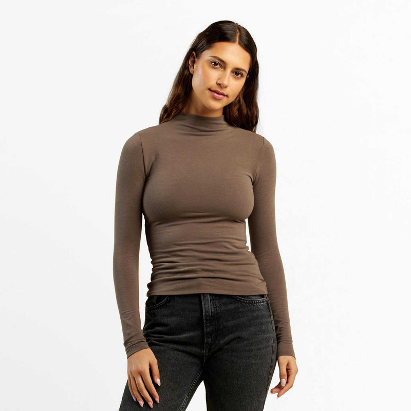 Cotton Stretch Long Sleeve Mock Neck Shirt image 