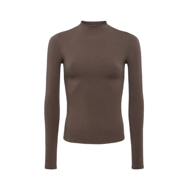 Cotton Stretch Long Sleeve Mock Neck Shirt