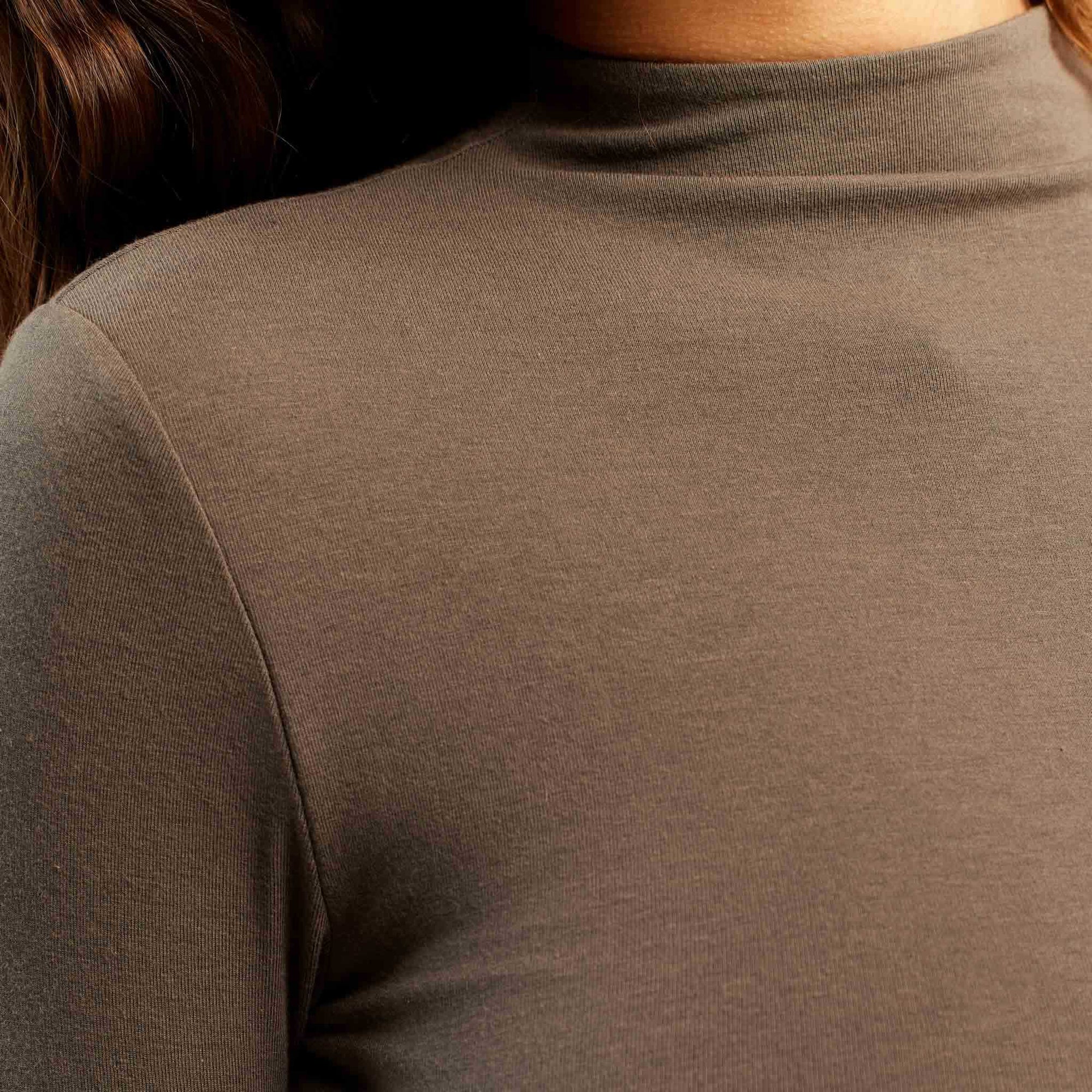 Cotton Stretch Long Sleeve Mock Neck Shirt