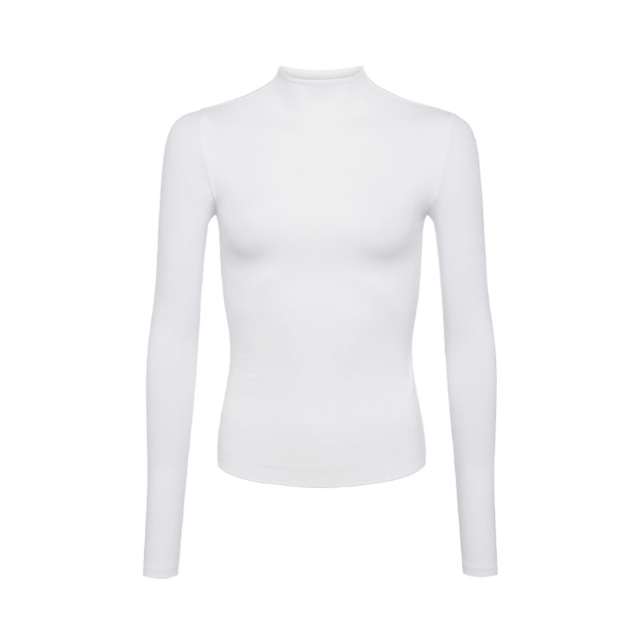 Cotton Mock Neck Shirt | White