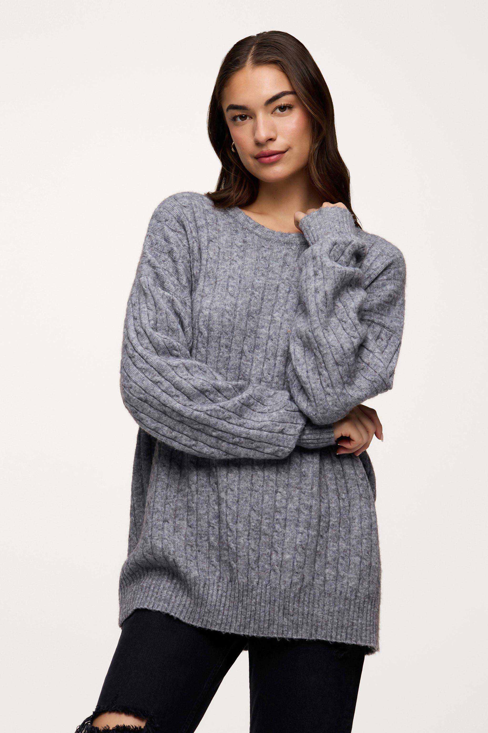 Cozy Knit Cable Crewneck Sweater