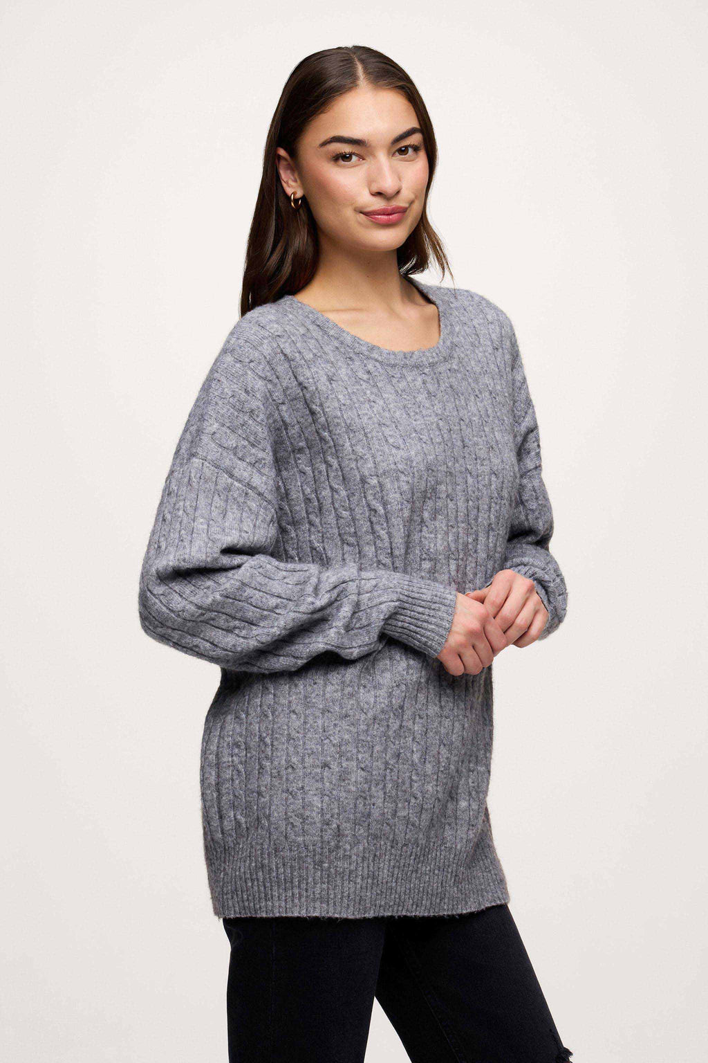 Cozy Knit Cable Crewneck Sweater