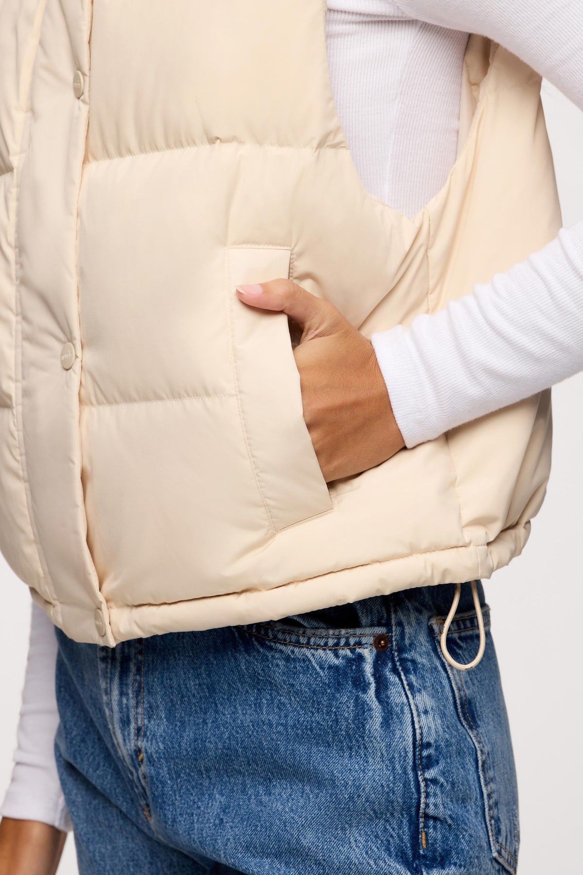 Color:Bone | nuuds peak puffer vest – lightweight puffer vest women insulated vest cozy layering outerwear