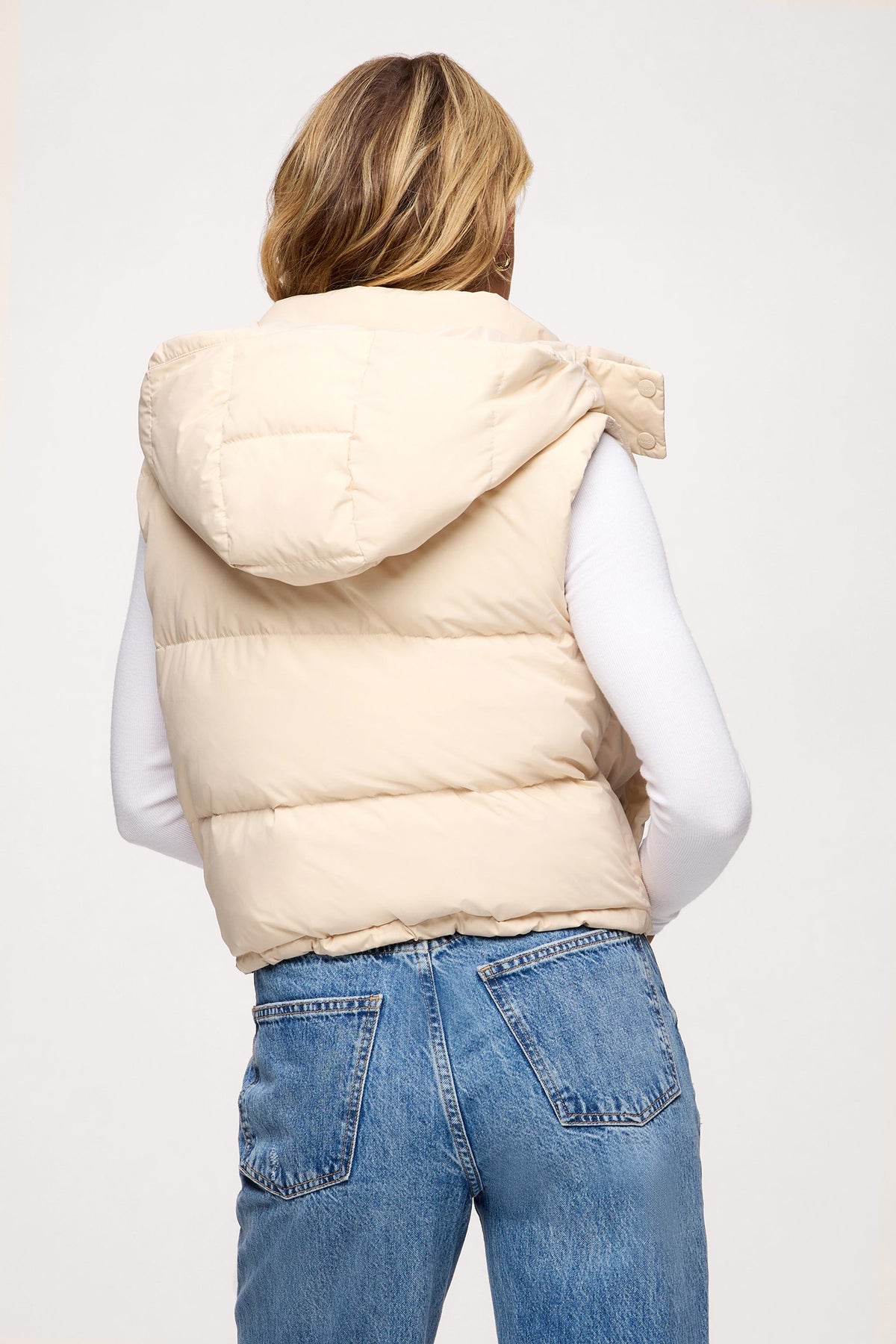 Color:Bone | nuuds peak puffer vest – lightweight puffer vest women insulated vest cozy layering outerwear