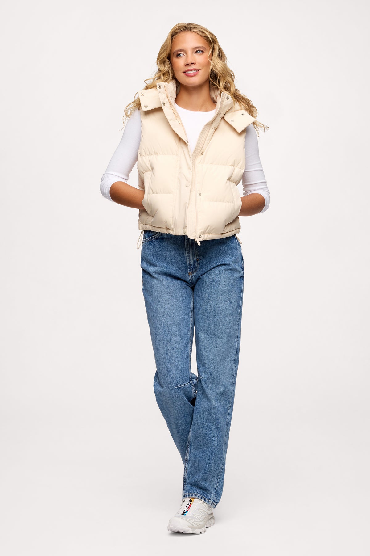 Color:Bone | nuuds peak puffer vest – lightweight puffer vest women insulated vest cozy layering outerwear