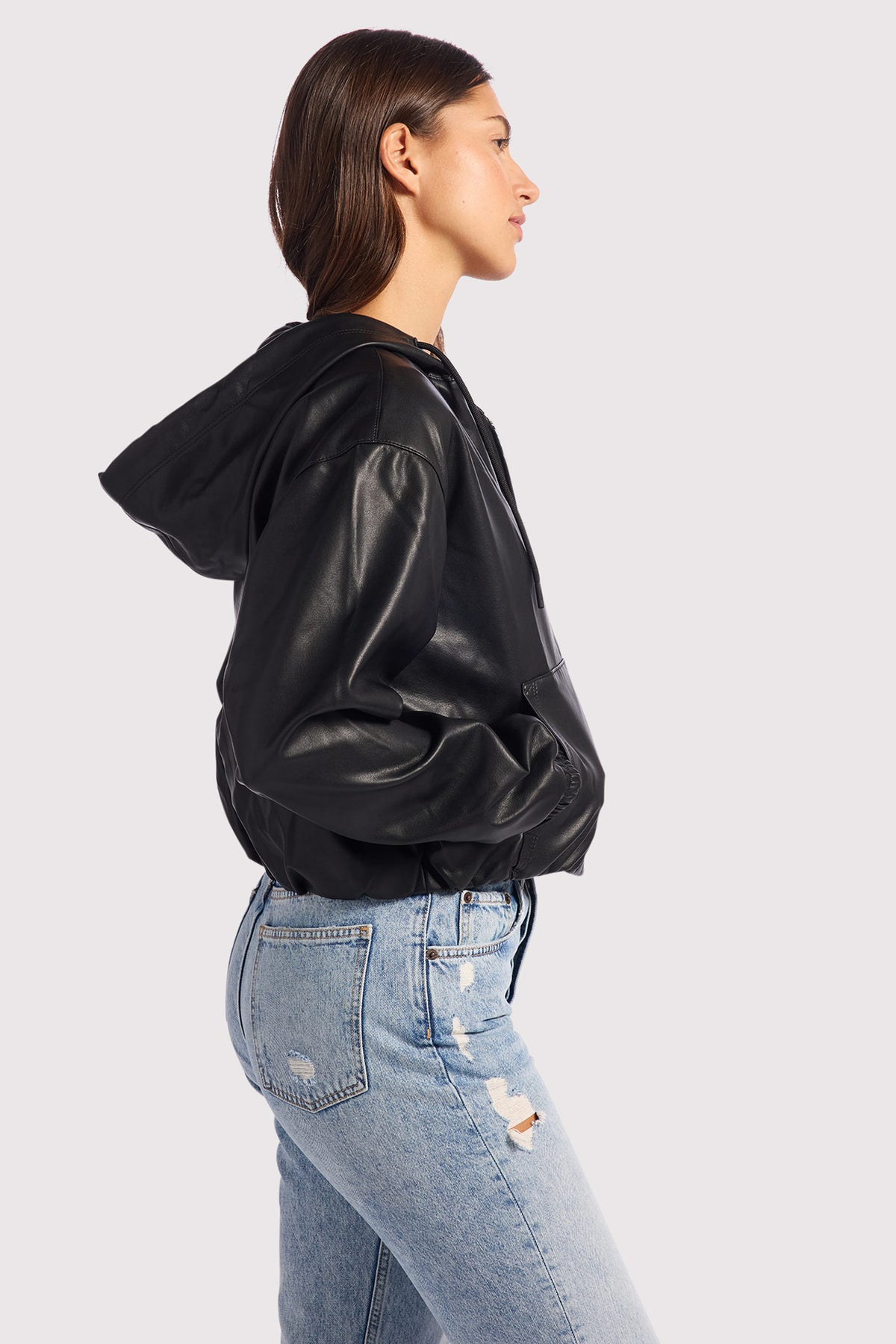 Color:Black | nuuds vegan leather jacket, women’s vegan leather jacket, faux leather jacket women, women’s jackets, everyday outerwear