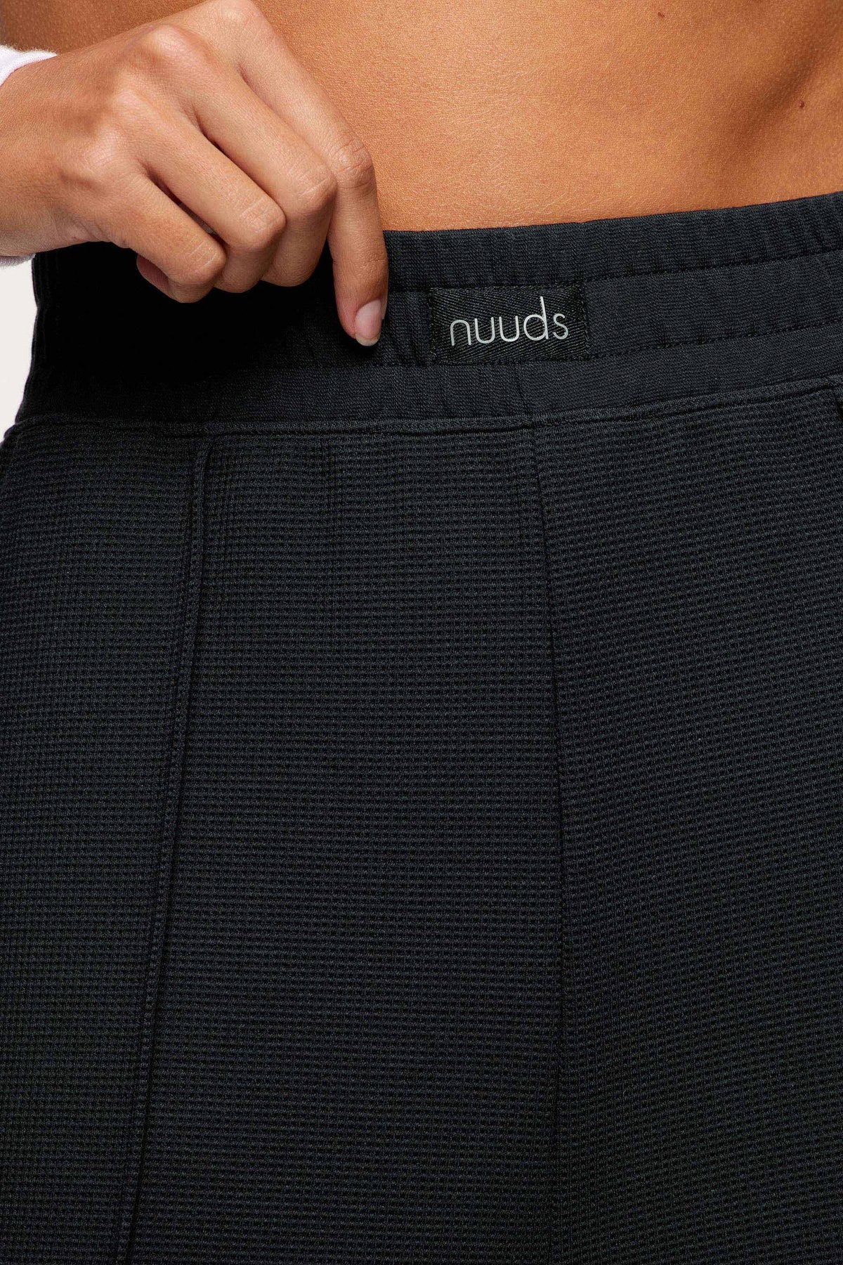 Color:Black | nuuds performance waffle wide leg pant wide leg sweatpants casual pants for women comfort pants