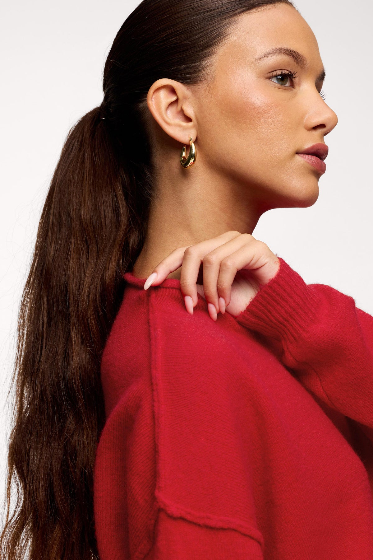 Color:Chili | nuuds cozy knit mockneck sweater – womens sweater cozy sweater soft knitwear