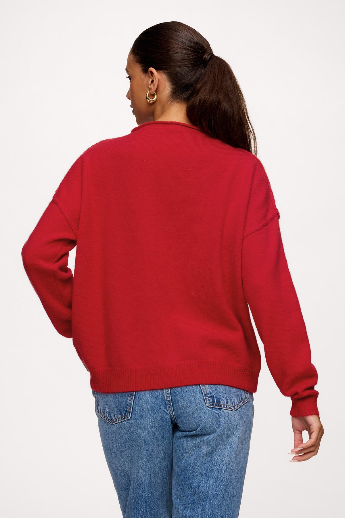 Color:Chili | nuuds cozy knit mockneck sweater – womens sweater cozy sweater soft knitwear