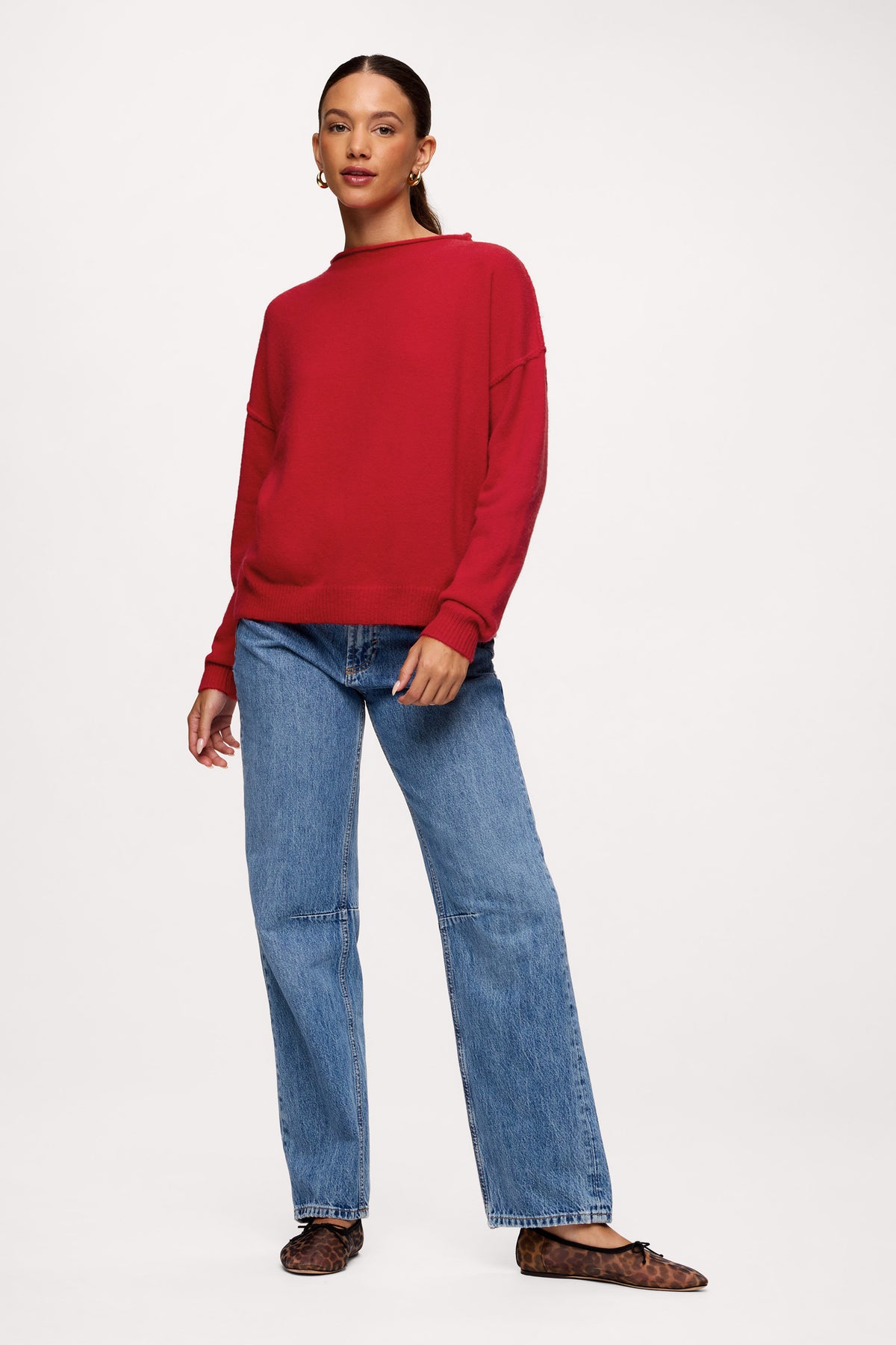 Color:Chili | nuuds cozy knit mockneck sweater – womens sweater cozy sweater soft knitwear