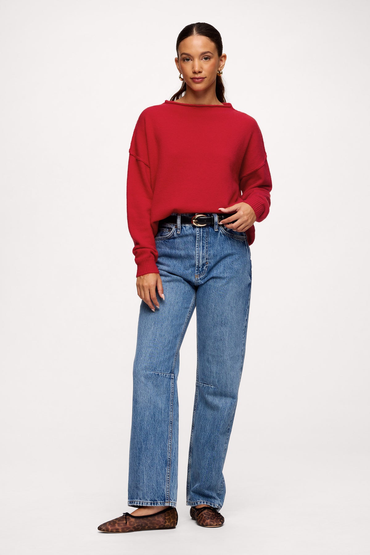 Color:Chili | nuuds cozy knit mockneck sweater – womens sweater cozy sweater soft knitwear