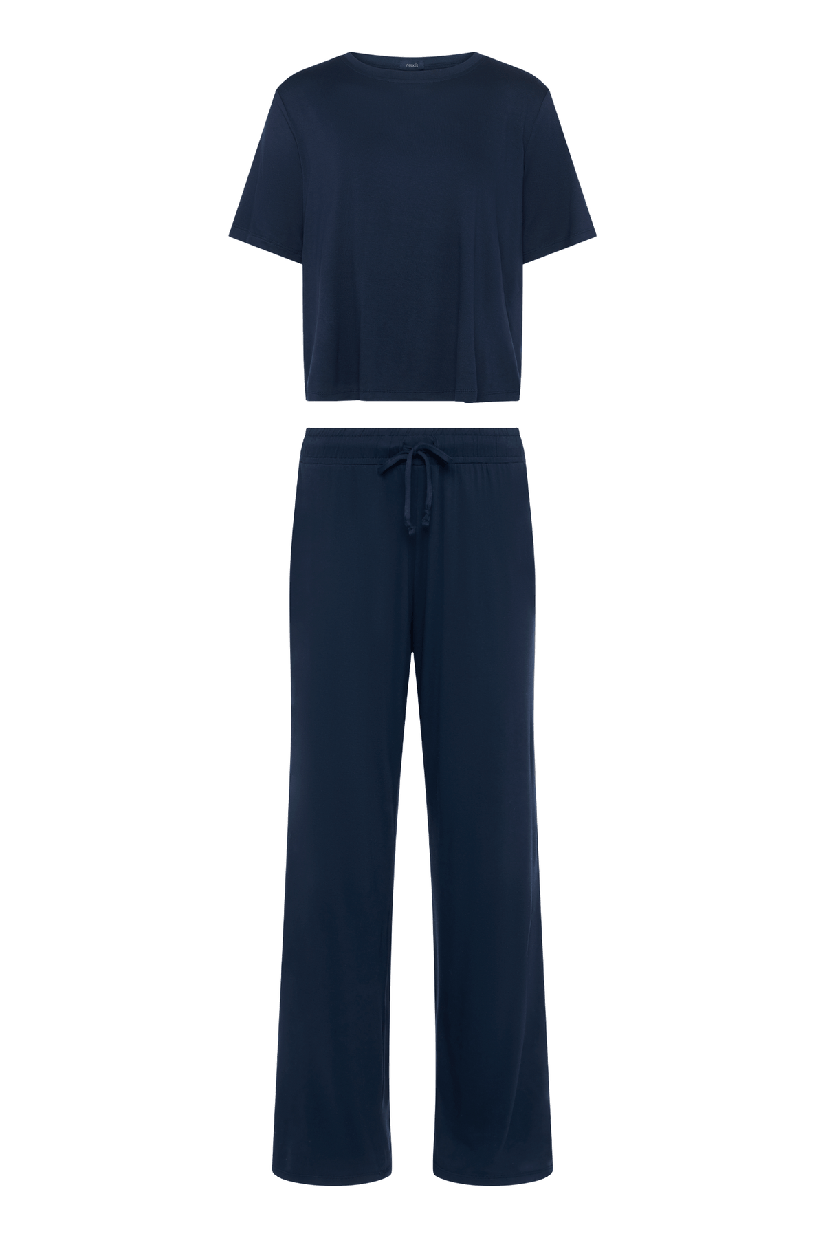 Color:Navy | nuuds women’s matching pajama set - soft cooling pajamas for women short sleeve + pant