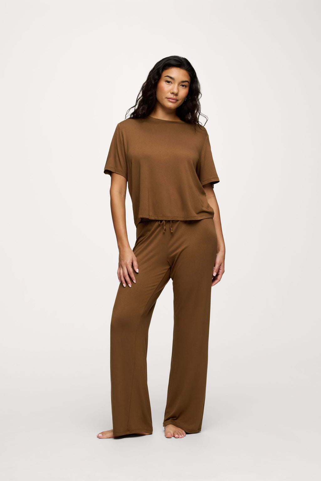 nuuds women’s matching pajama set - soft cooling pajamas for women short sleeve + pant