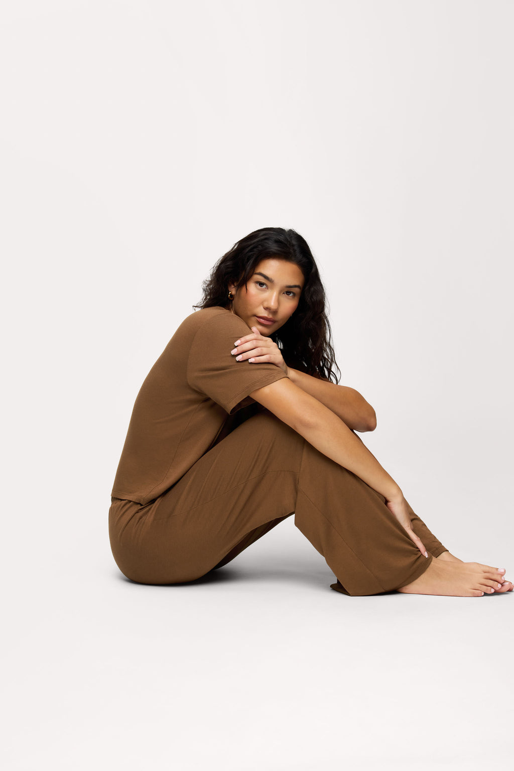 nuuds women’s matching pajama set - soft cooling pajamas for women short sleeve + pant