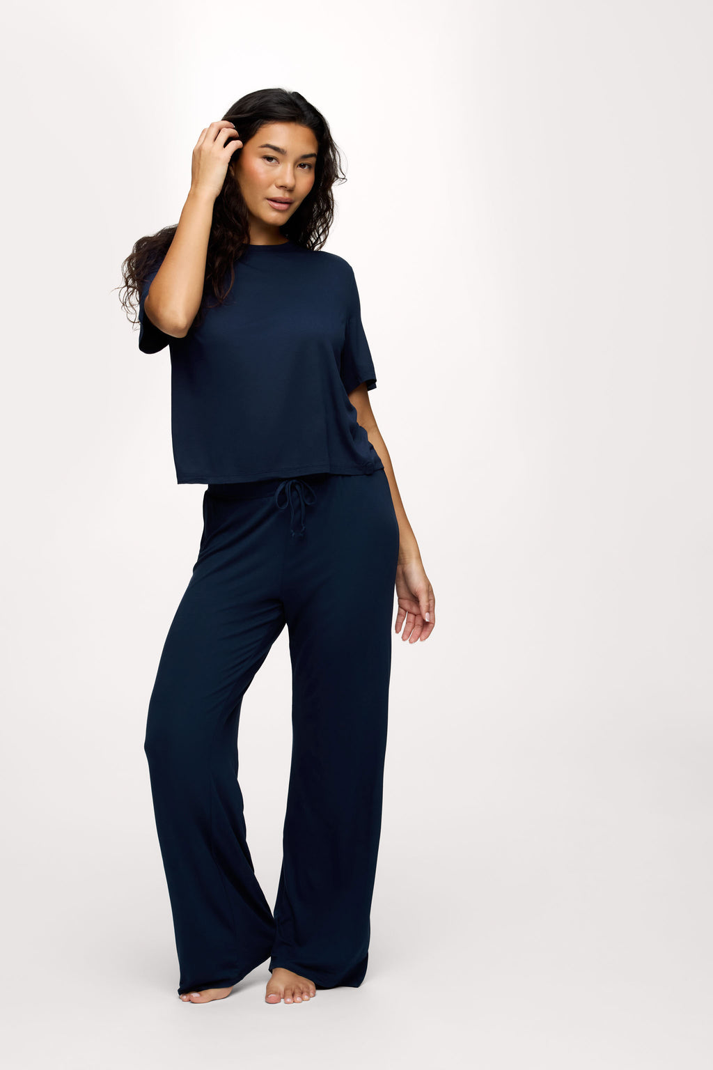 nuuds women’s matching pajama set - soft cooling pajamas for women short sleeve + pant